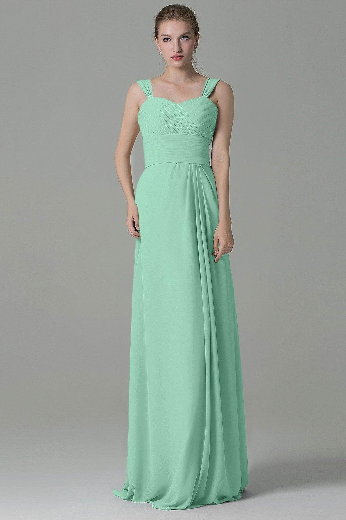 Sheath Floor Length Chiffon Bridesmaid Dress COZF1500D - COCOMELODY