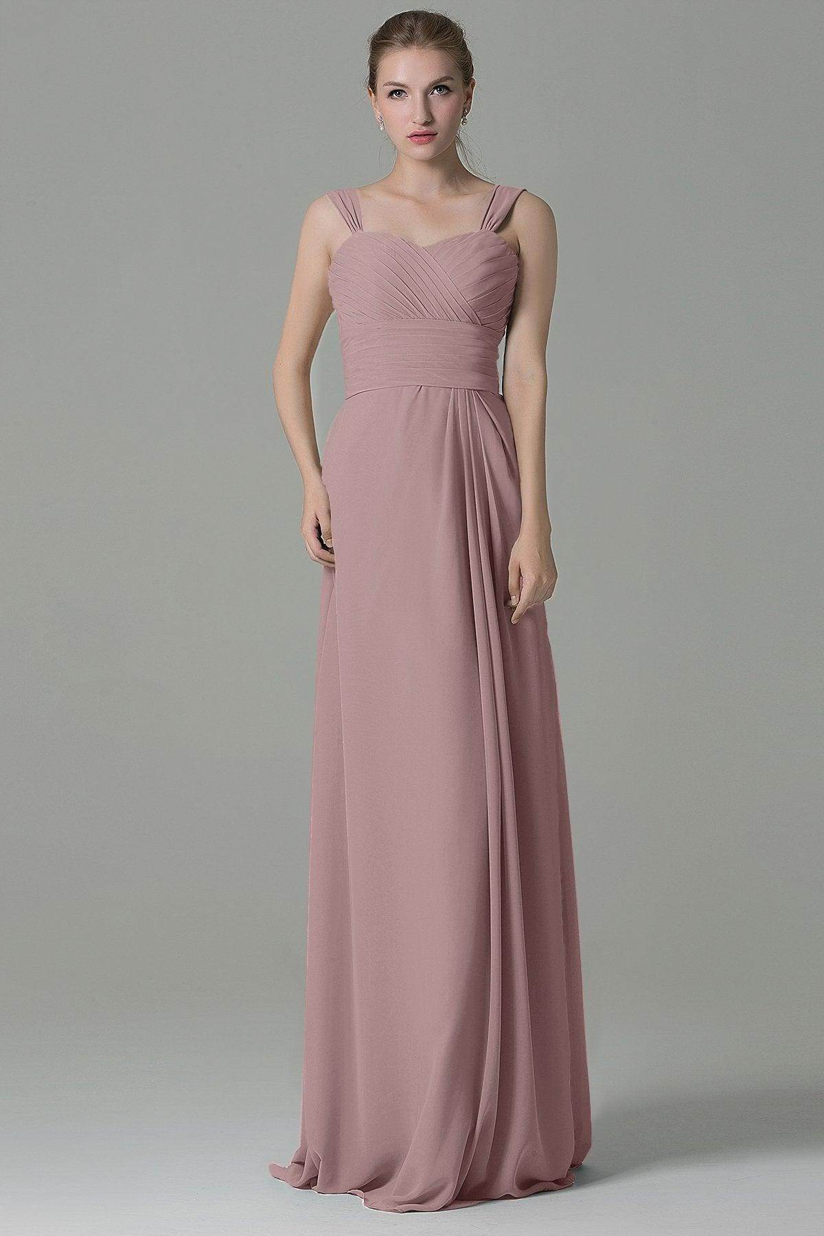 Sheath Floor Length Chiffon Bridesmaid Dress COZF1500D - COCOMELODY