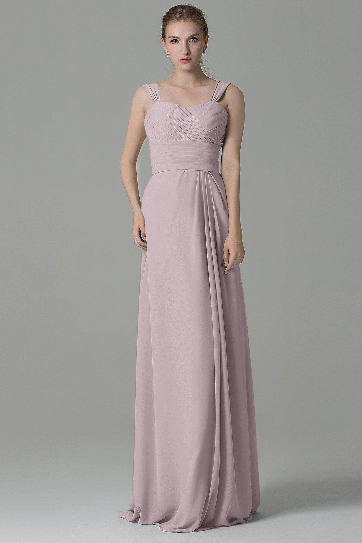 Sheath Floor Length Chiffon Bridesmaid Dress COZF1500D - COCOMELODY