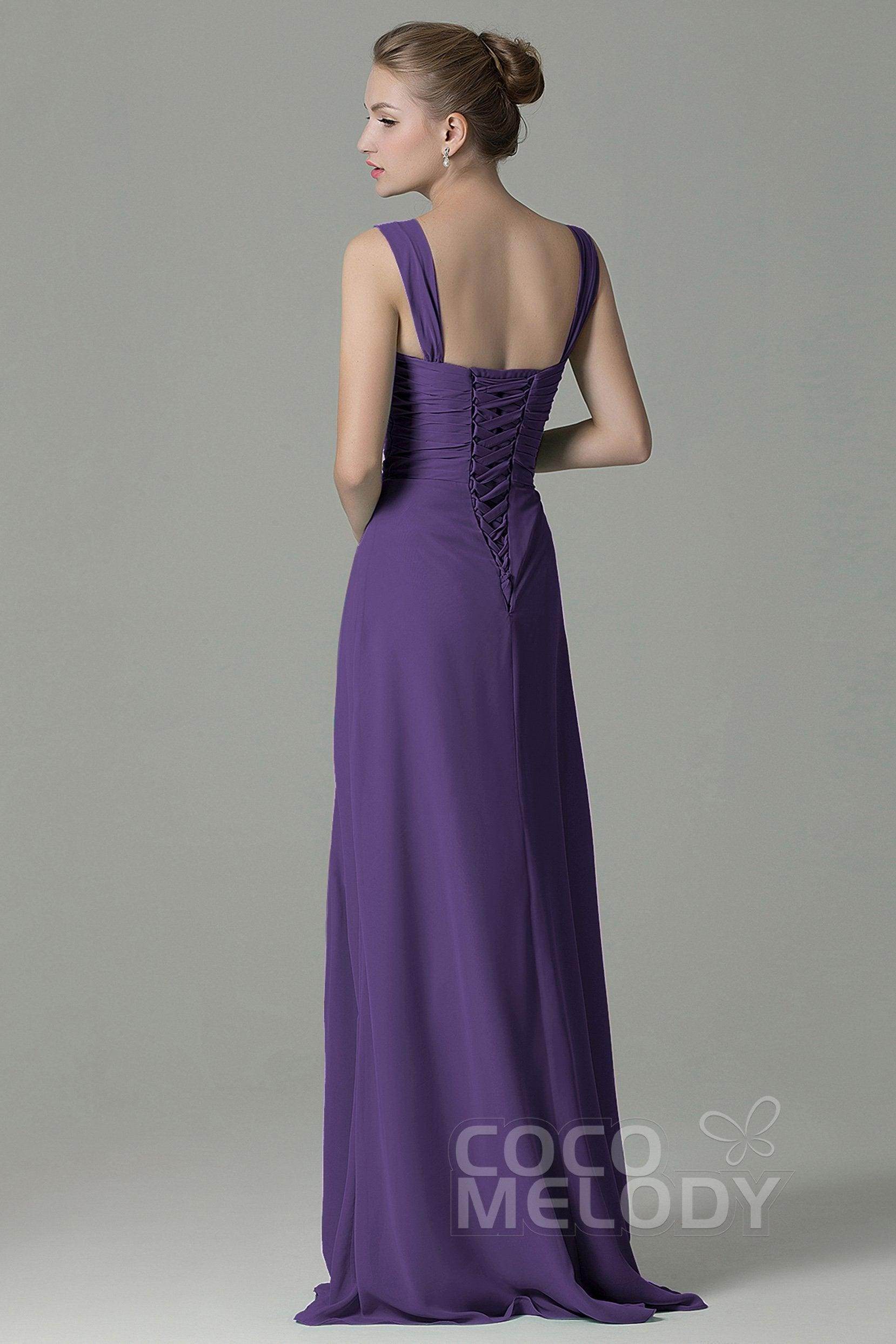 Sheath Floor Length Chiffon Bridesmaid Dress COZF1500D - COCOMELODY