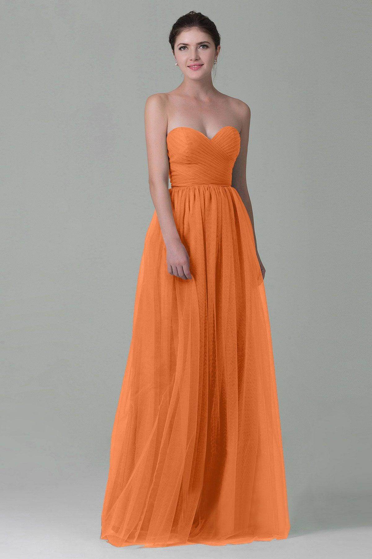 Sheath-Column Floor Length Tulle Bridesmaid Dress COZF1500E - COCOMELODY