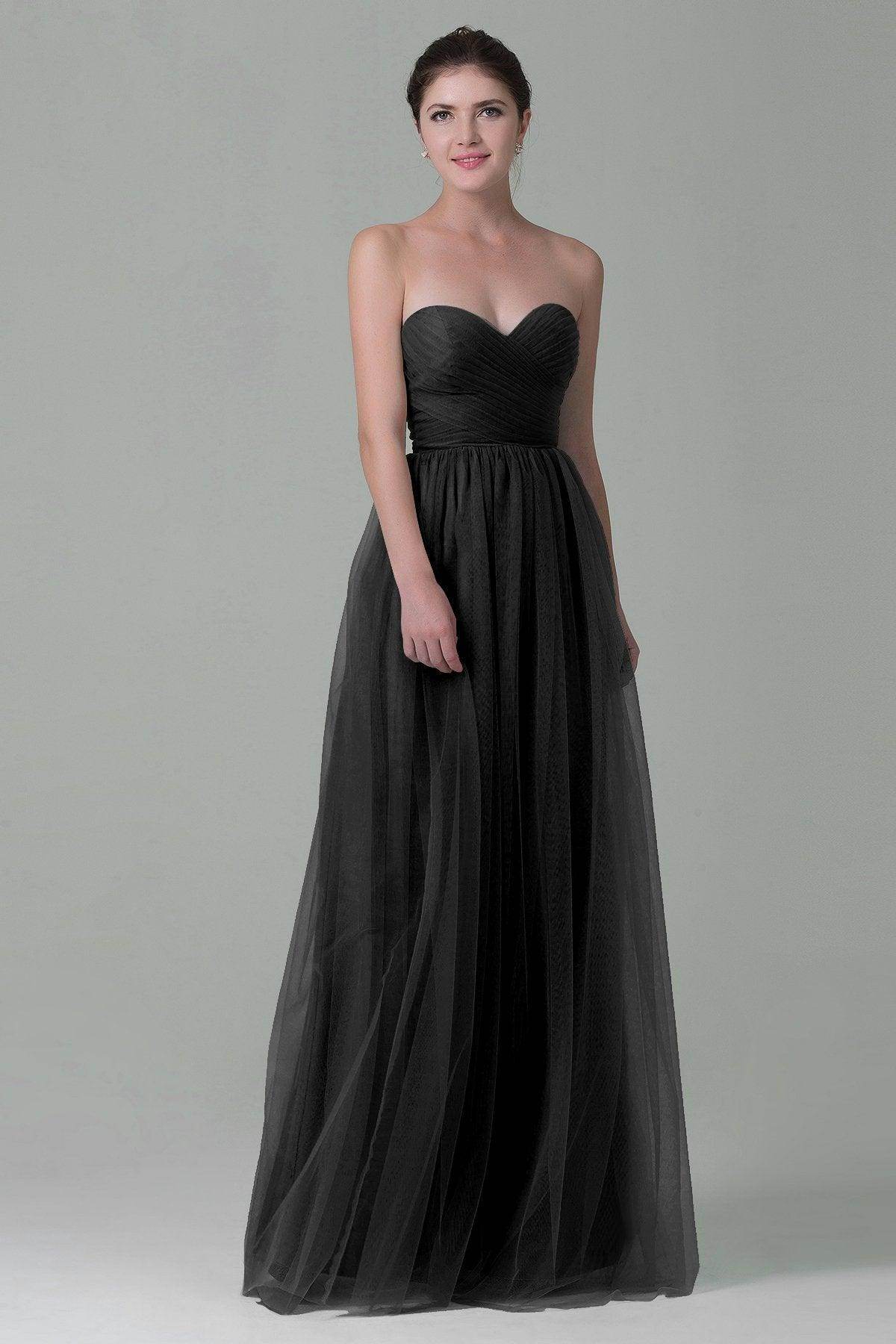 Sheath-Column Floor Length Tulle Bridesmaid Dress COZF1500E - COCOMELODY