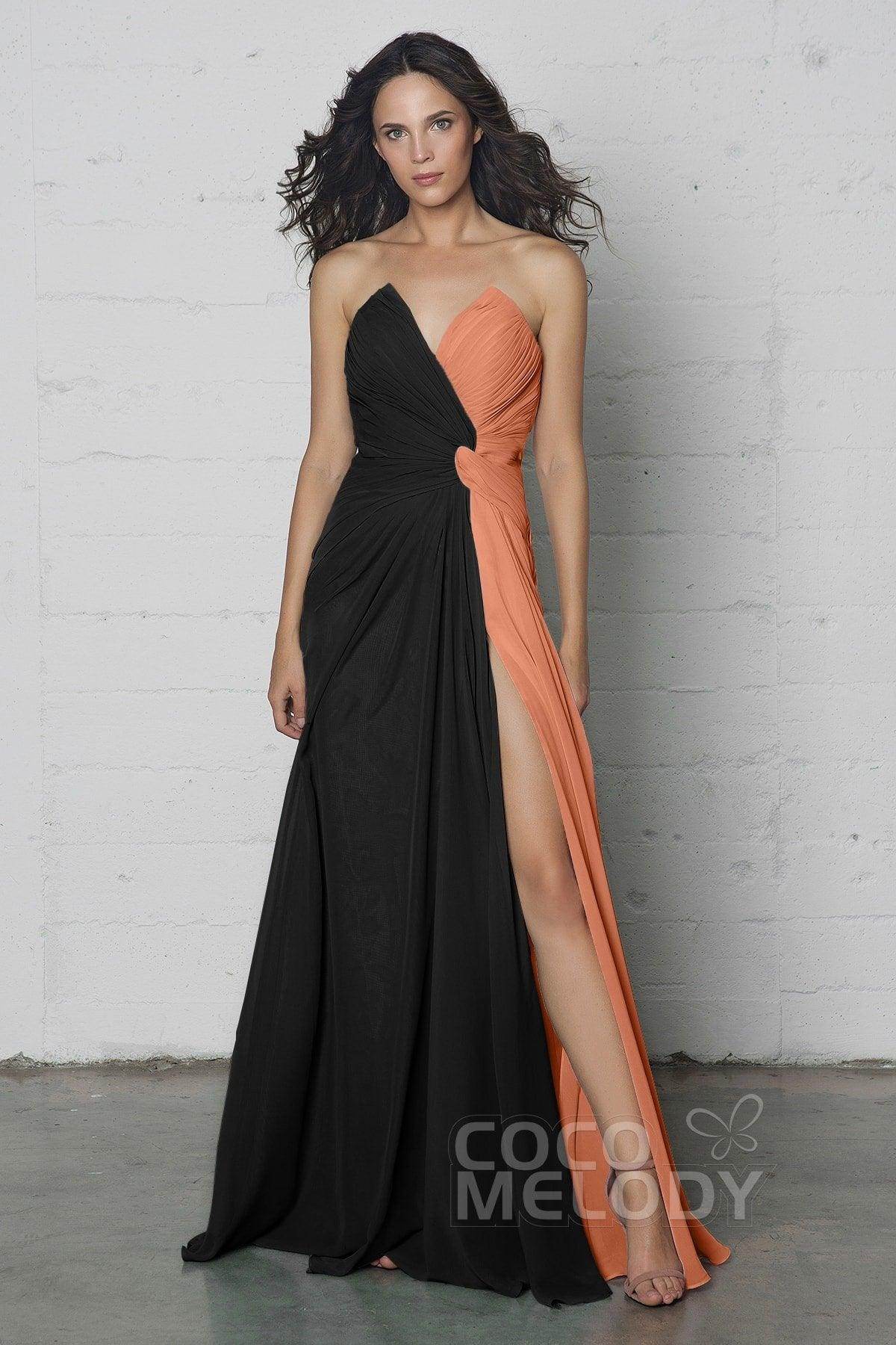 Sheath-Column Floor Length Chiffon Dress COZF17003 - COCOMELODY