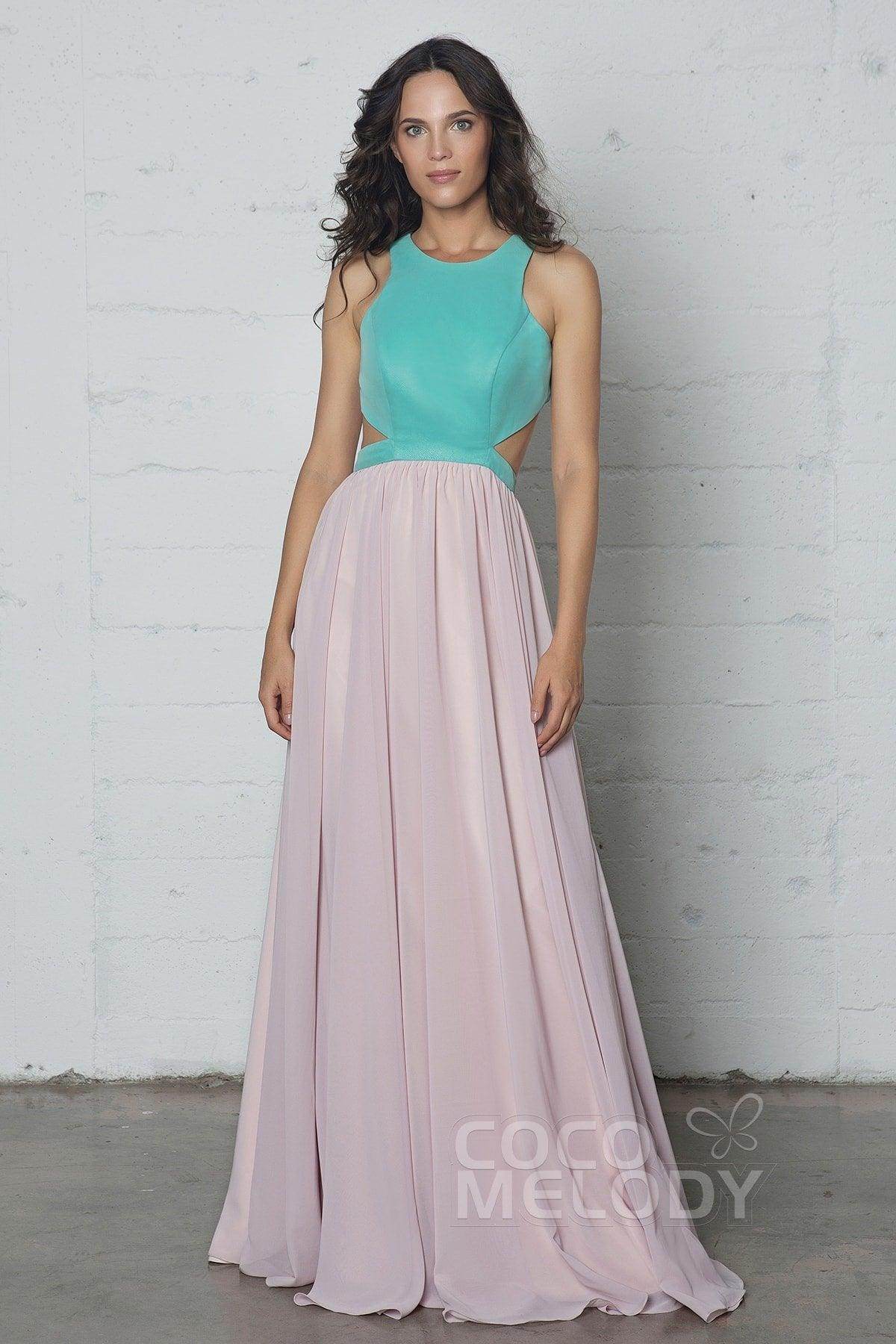 Sheath-Column Floor Length Chiffon Dress COZF17004 - COCOMELODY