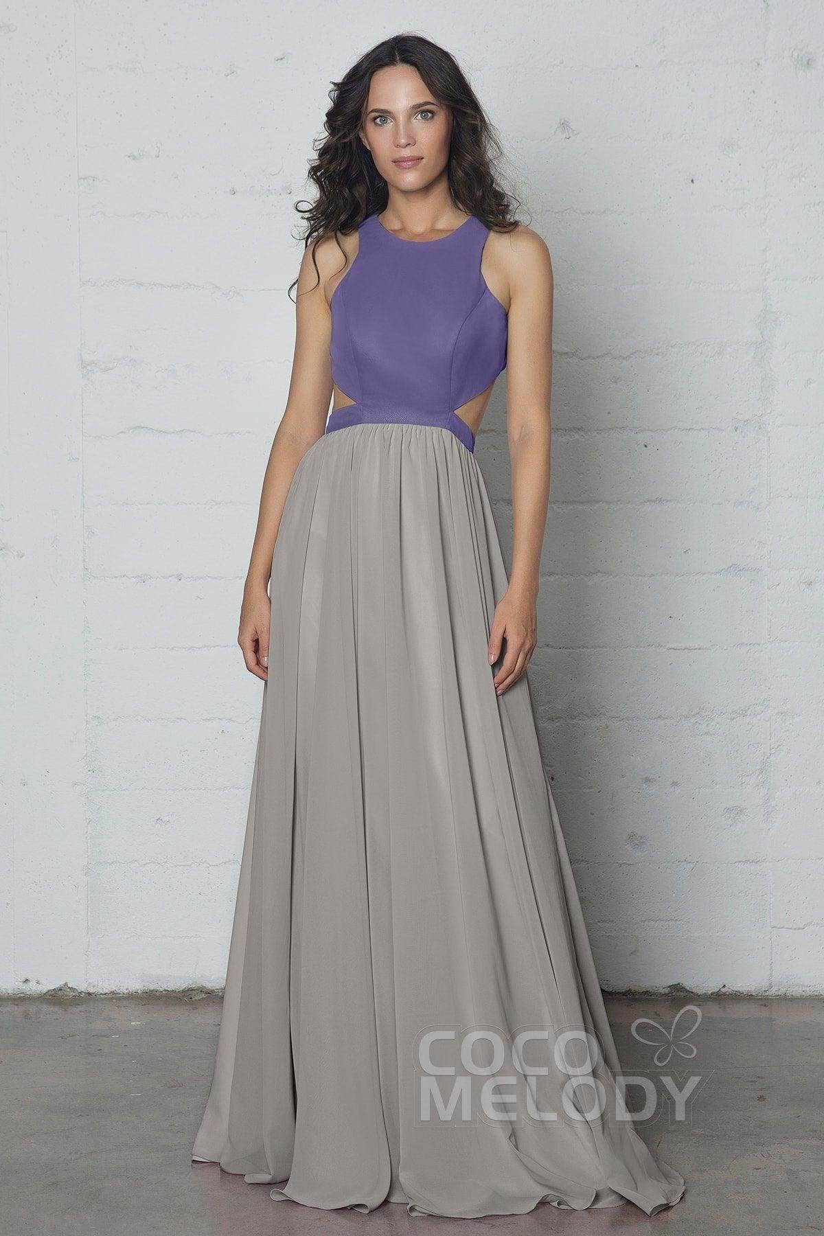 Sheath-Column Floor Length Chiffon Dress COZF17004 - COCOMELODY