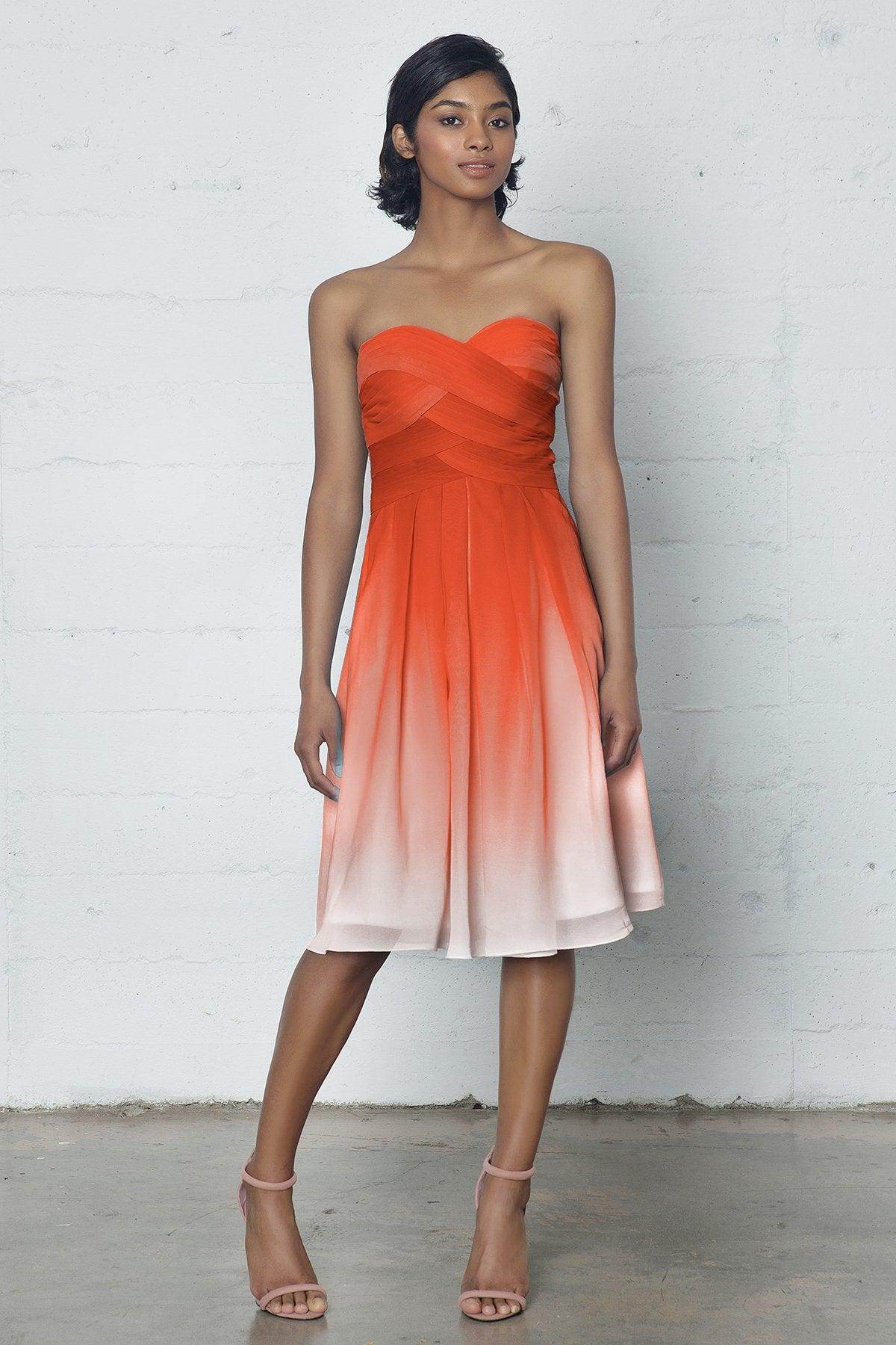 Sheath-Column Knee Length Chiffon Ombre Dress COZF17007 - COCOMELODY