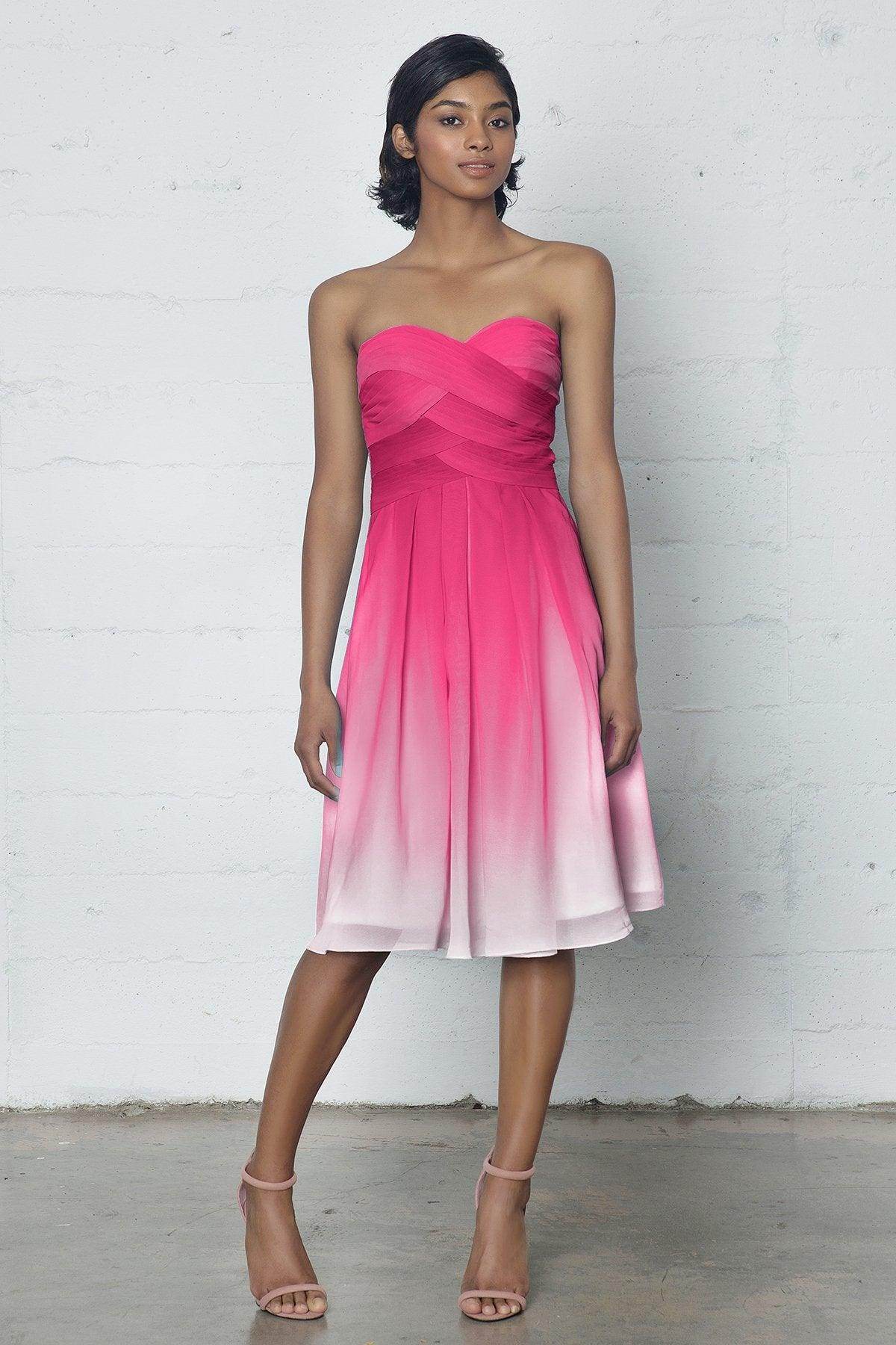 Sheath-Column Knee Length Chiffon Ombre Dress COZF17007 - COCOMELODY