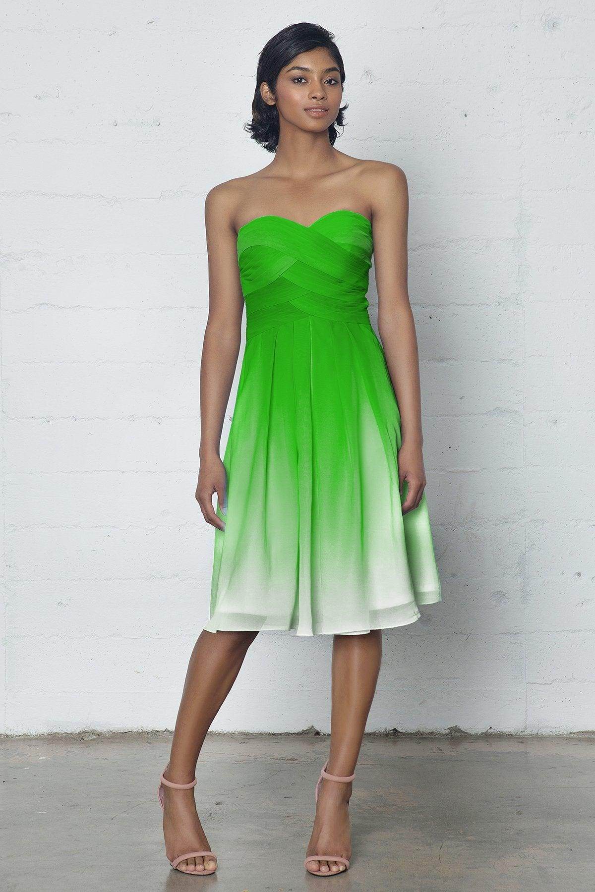 Sheath-Column Knee Length Chiffon Ombre Dress COZF17007 - COCOMELODY