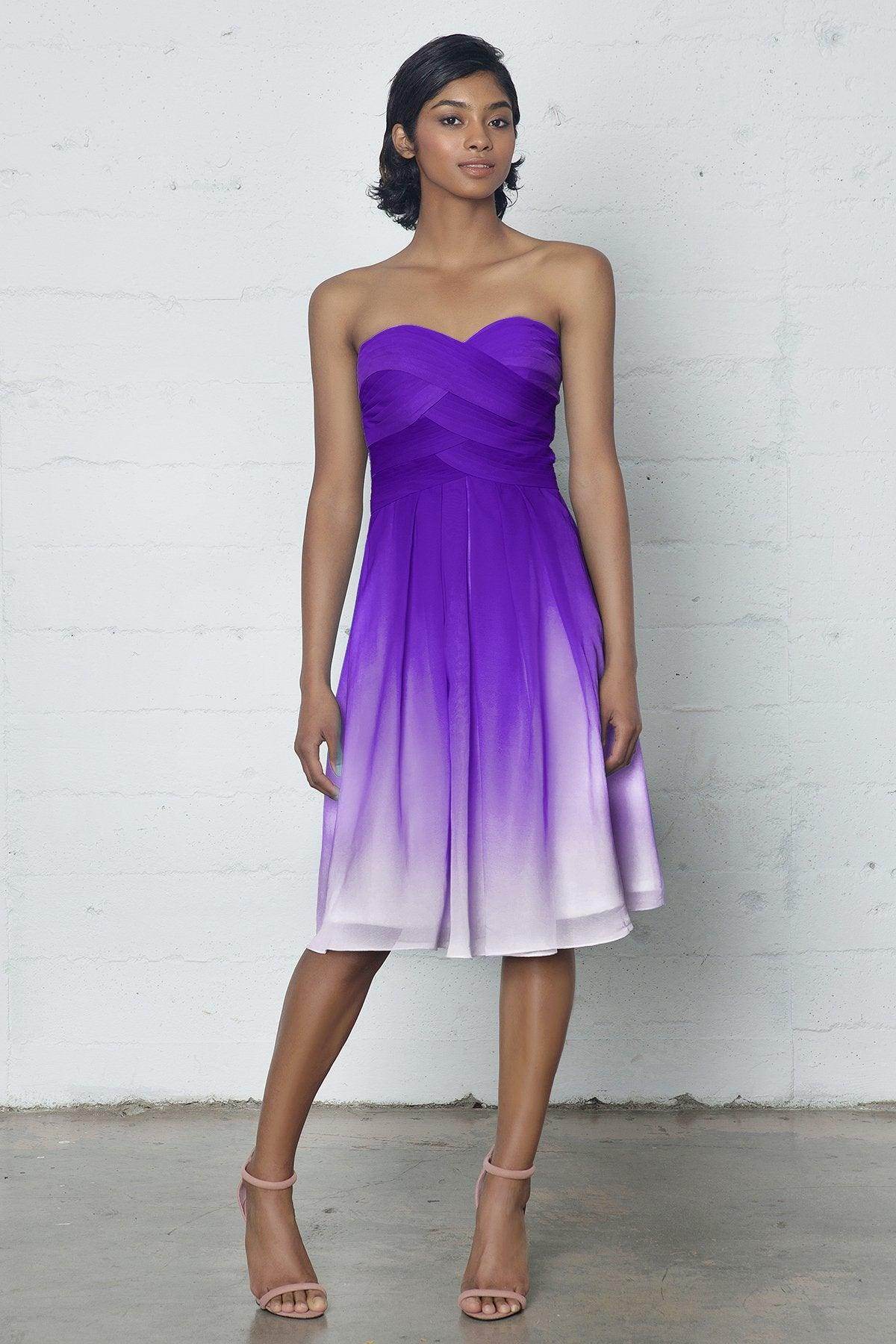 Sheath-Column Knee Length Chiffon Ombre Dress COZF17007 - COCOMELODY