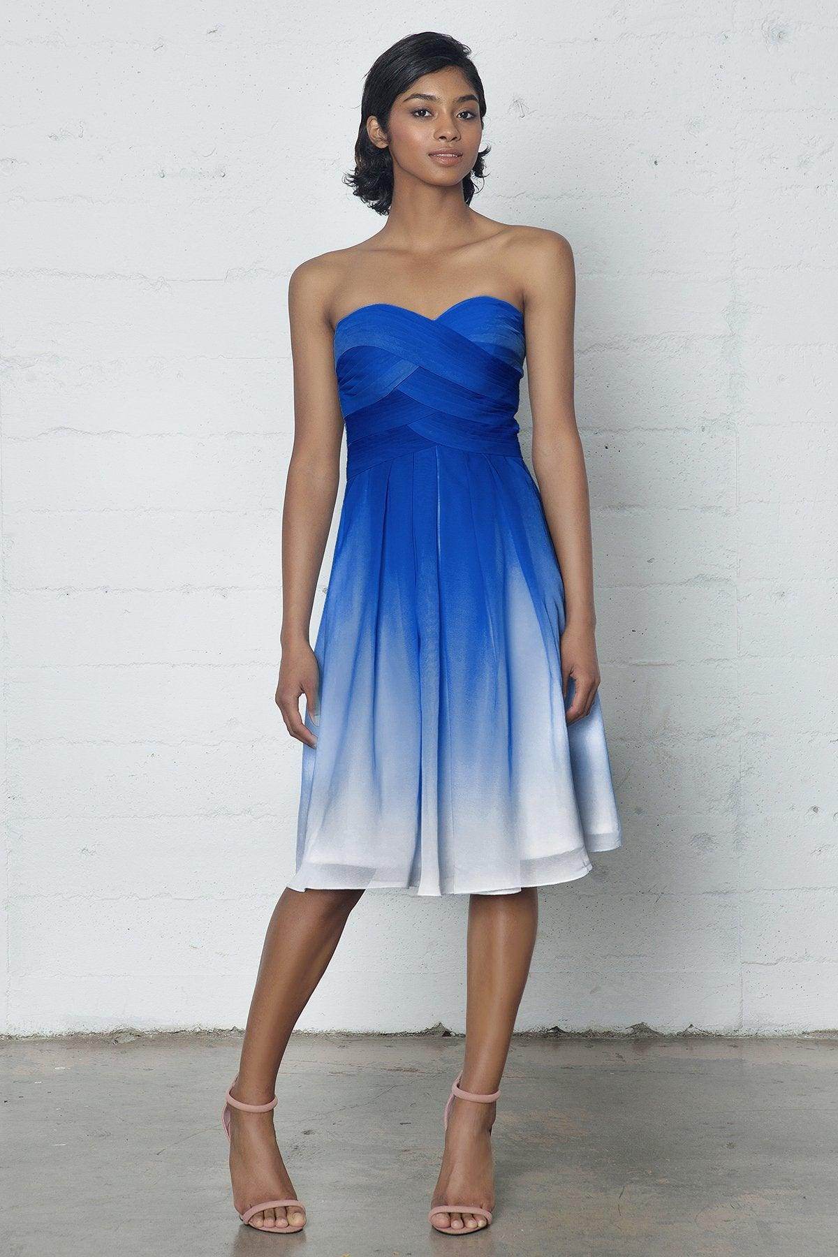 Sheath-Column Knee Length Chiffon Ombre Dress COZF17007 - COCOMELODY