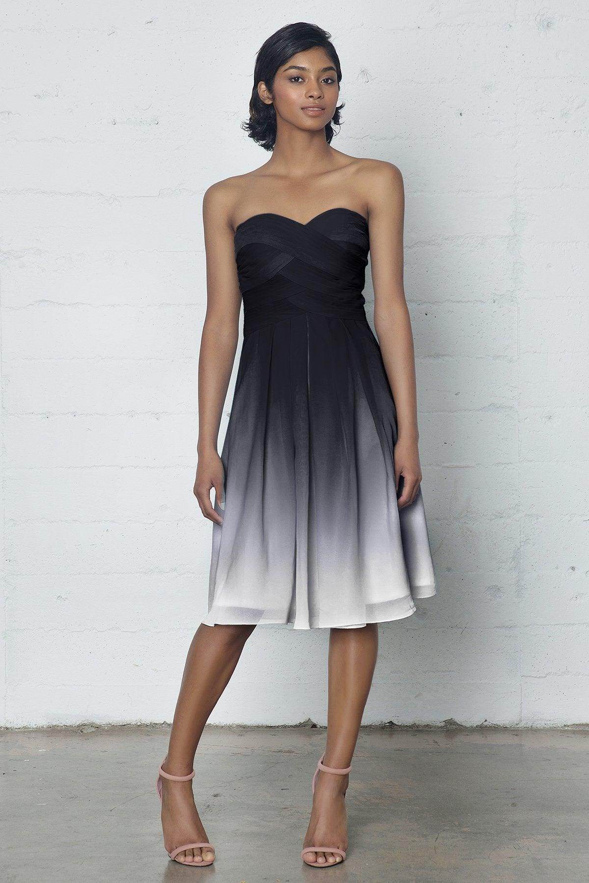 Sheath-Column Knee Length Chiffon Ombre Dress COZF17007 - COCOMELODY