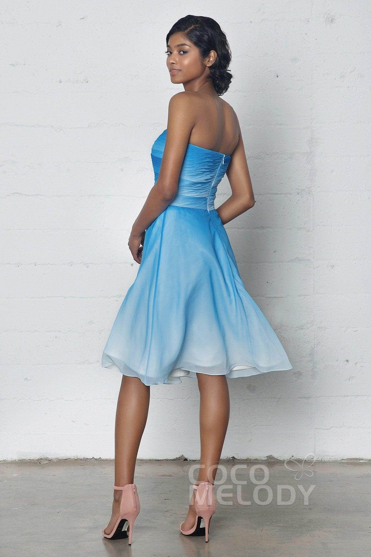 Sheath-Column Knee Length Chiffon Ombre Dress COZF17007 - COCOMELODY