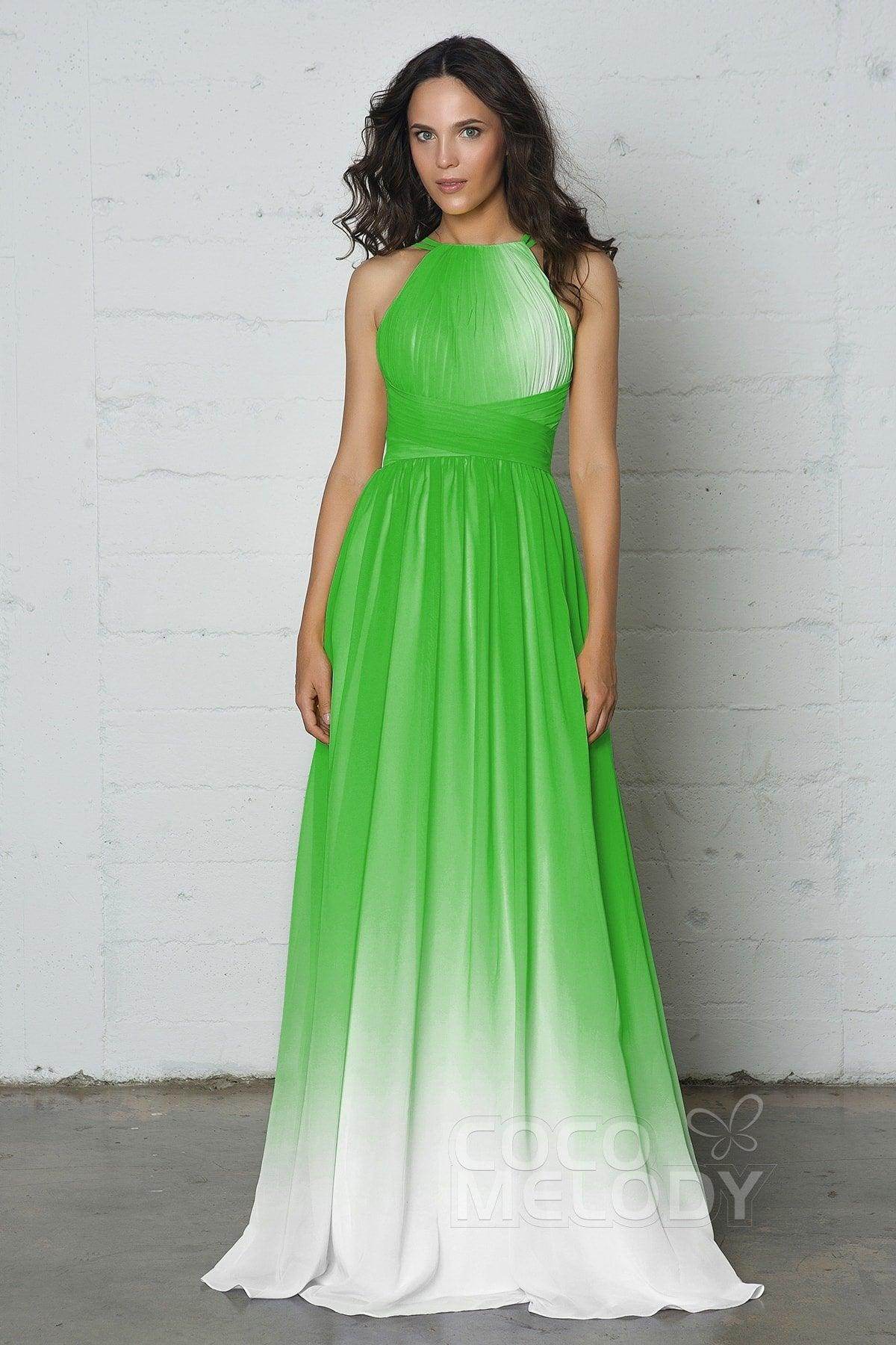 Sheath-Column Floor Length Chiffon Ombre Dress COZF17008 - COCOMELODY