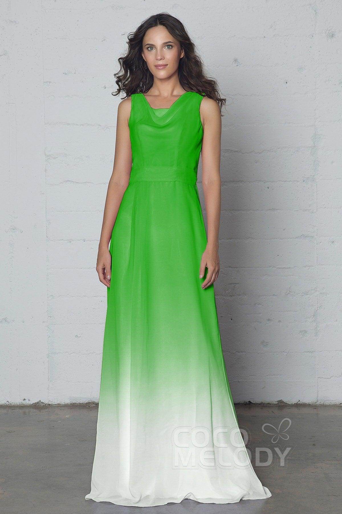 Sheath-Column Floor Length Chiffon Ombre Dress COZF17009 - COCOMELODY