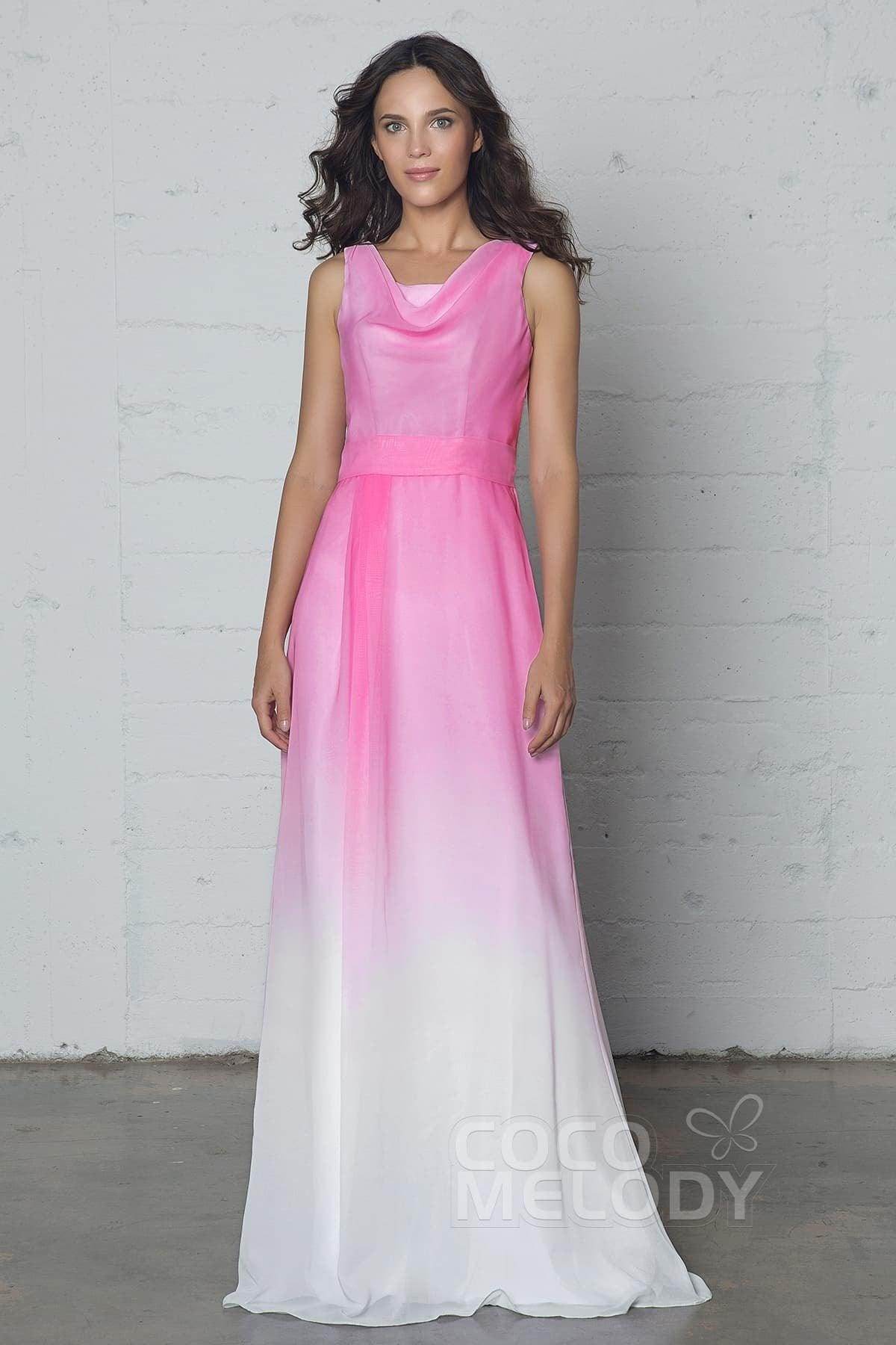Sheath-Column Floor Length Ombre Chiffon Bridesmaid Dress COCOMELODY COZF17009, Meadow Sheath-Column Floor Length Ombre Chiffon Bridesmaid Dress COCOMELODY COZF17009, Meadow