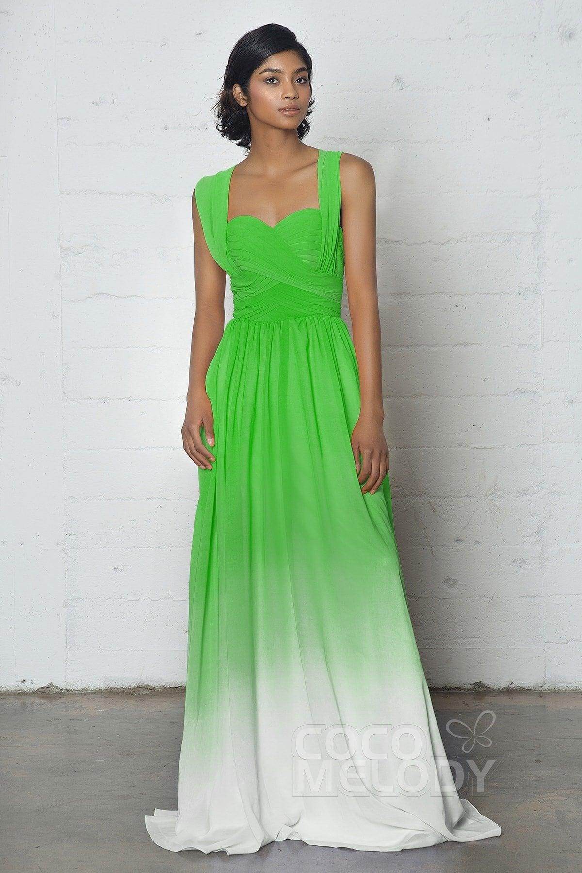 Sheath-Column Floor Length Chiffon Ombre Dress COZF17011 - COCOMELODY