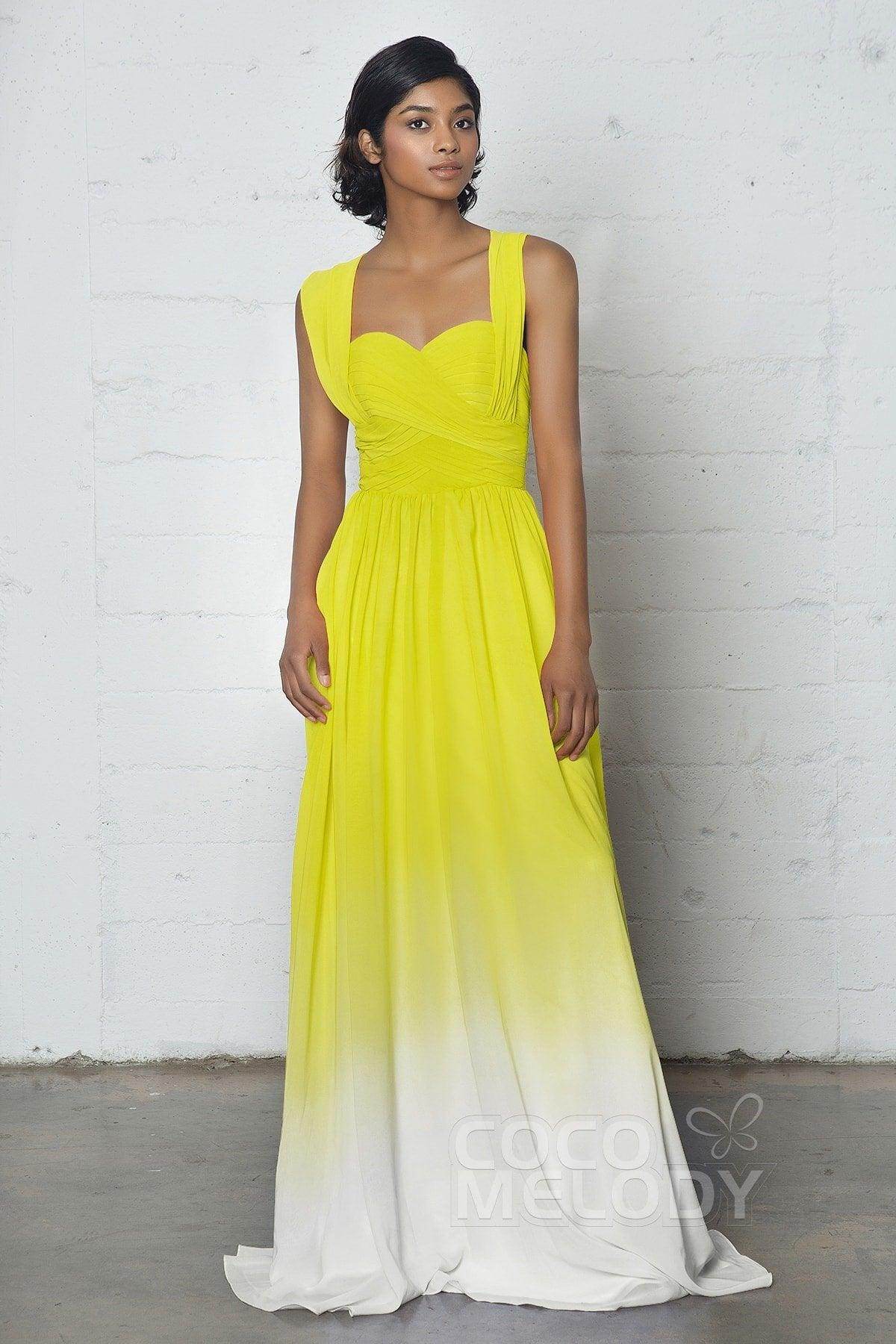Sheath-Column Floor Length Chiffon Ombre Dress COZF17011 - COCOMELODY