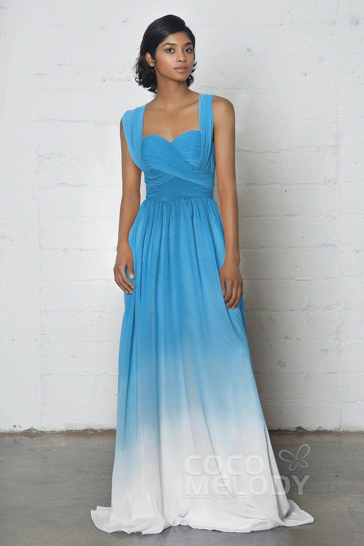 Sheath-Column Floor Length Chiffon Ombre Dress COZF17011 - COCOMELODY