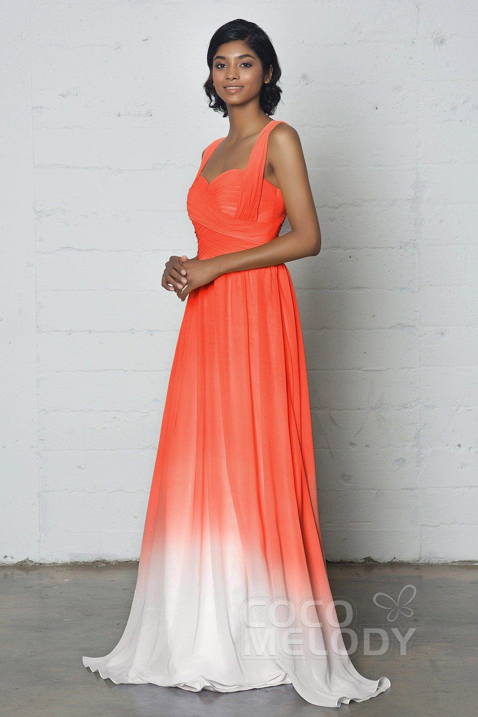 Sheath-Column Floor Length Chiffon Ombre Dress COZF17011 - COCOMELODY