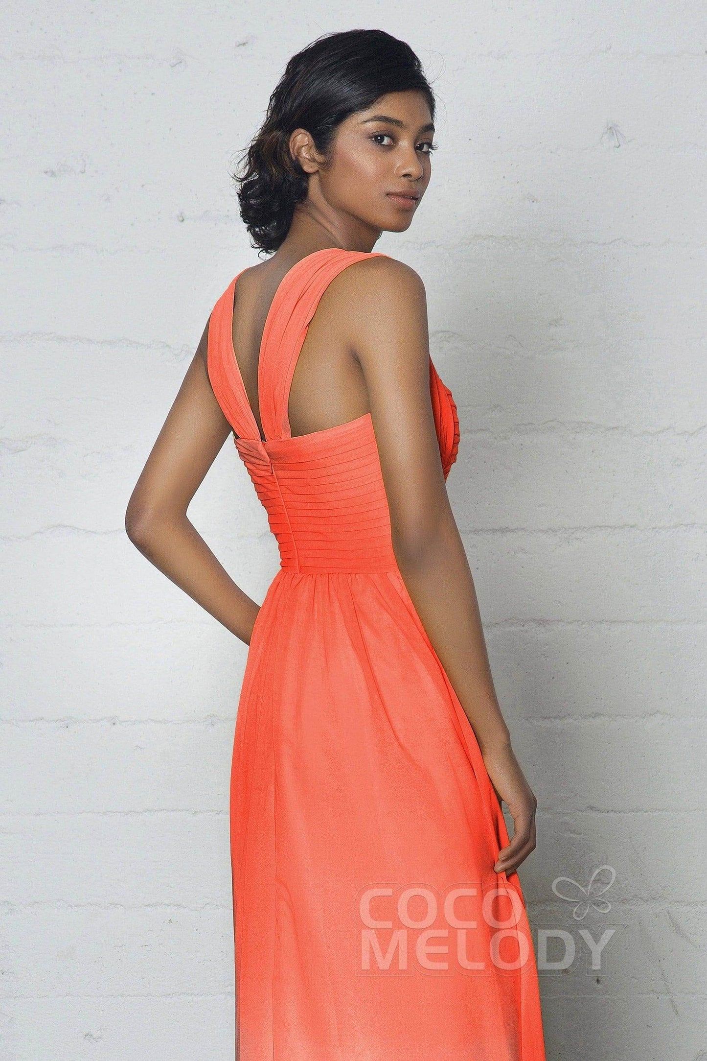 Sheath-Column Floor Length Chiffon Ombre Dress COZF17011 - COCOMELODY
