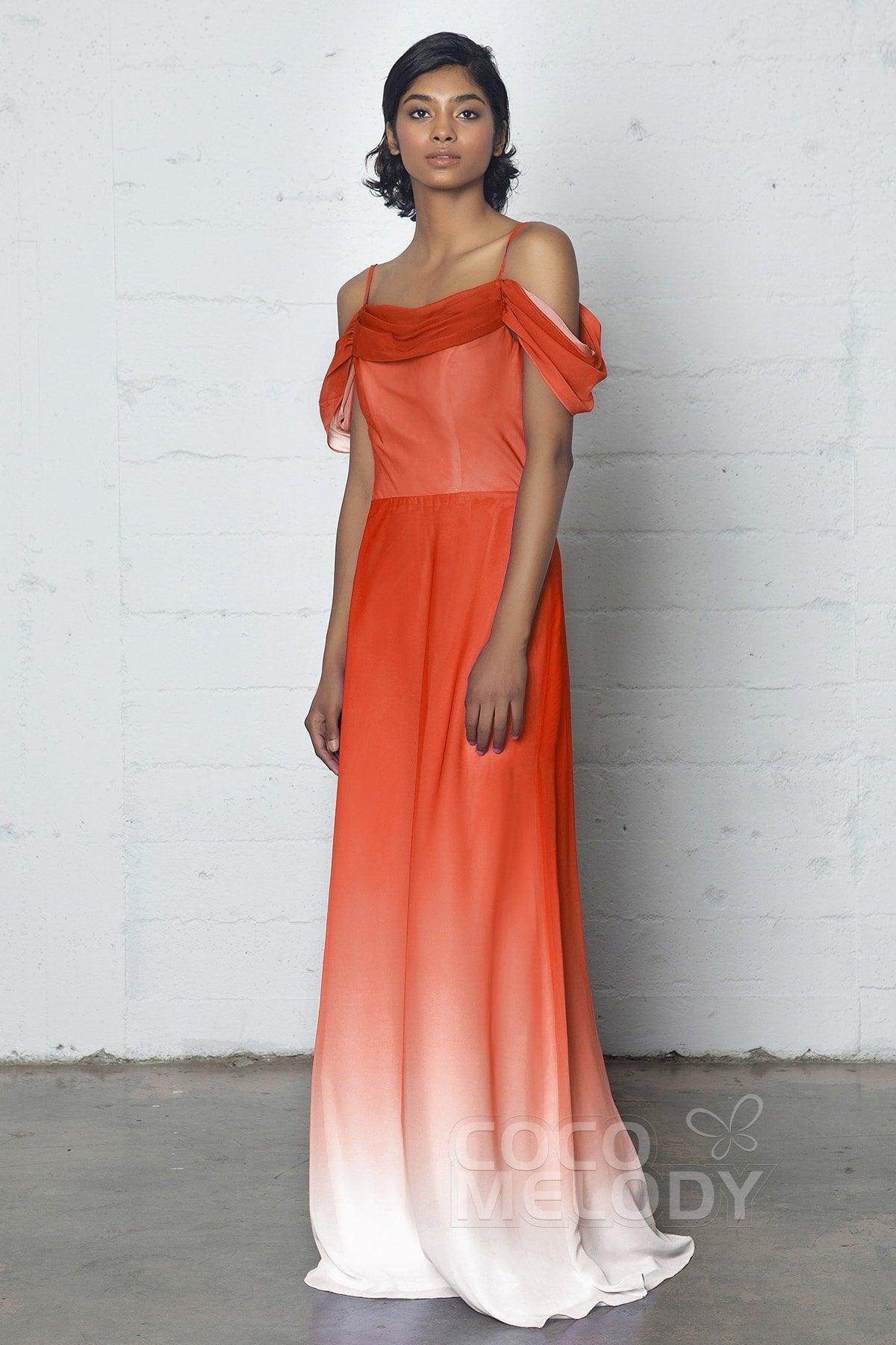 Sheath-Column Floor Length Chiffon Ombre Dress COZF17012 - COCOMELODY
