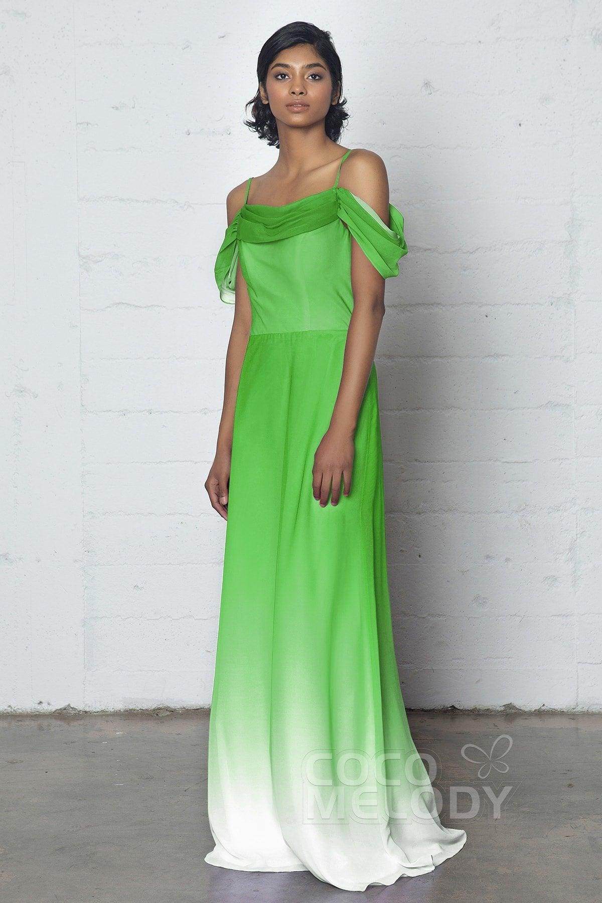 Sheath-Column Floor Length Chiffon Ombre Dress COZF17012 - COCOMELODY