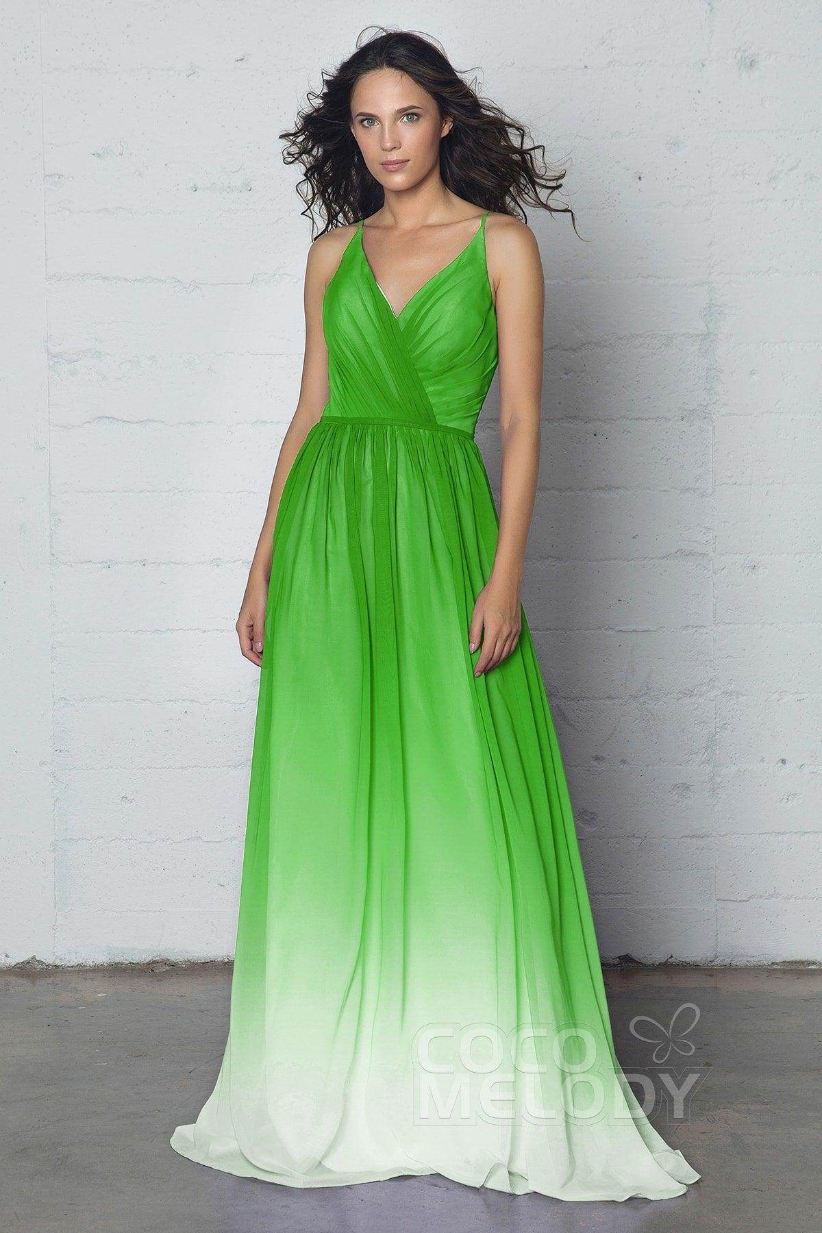 Sheath-Column Floor Length Chiffon Ombre Dress COZF17013 - COCOMELODY