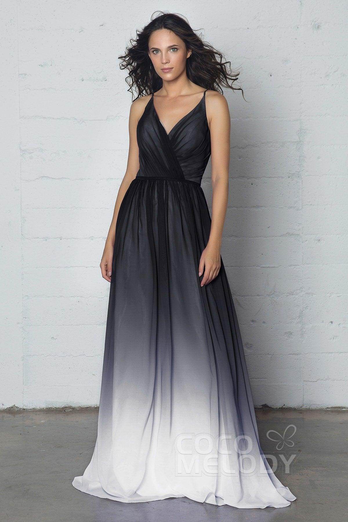 Sheath-Column Floor Length Chiffon Ombre Dress COZF17013 - COCOMELODY