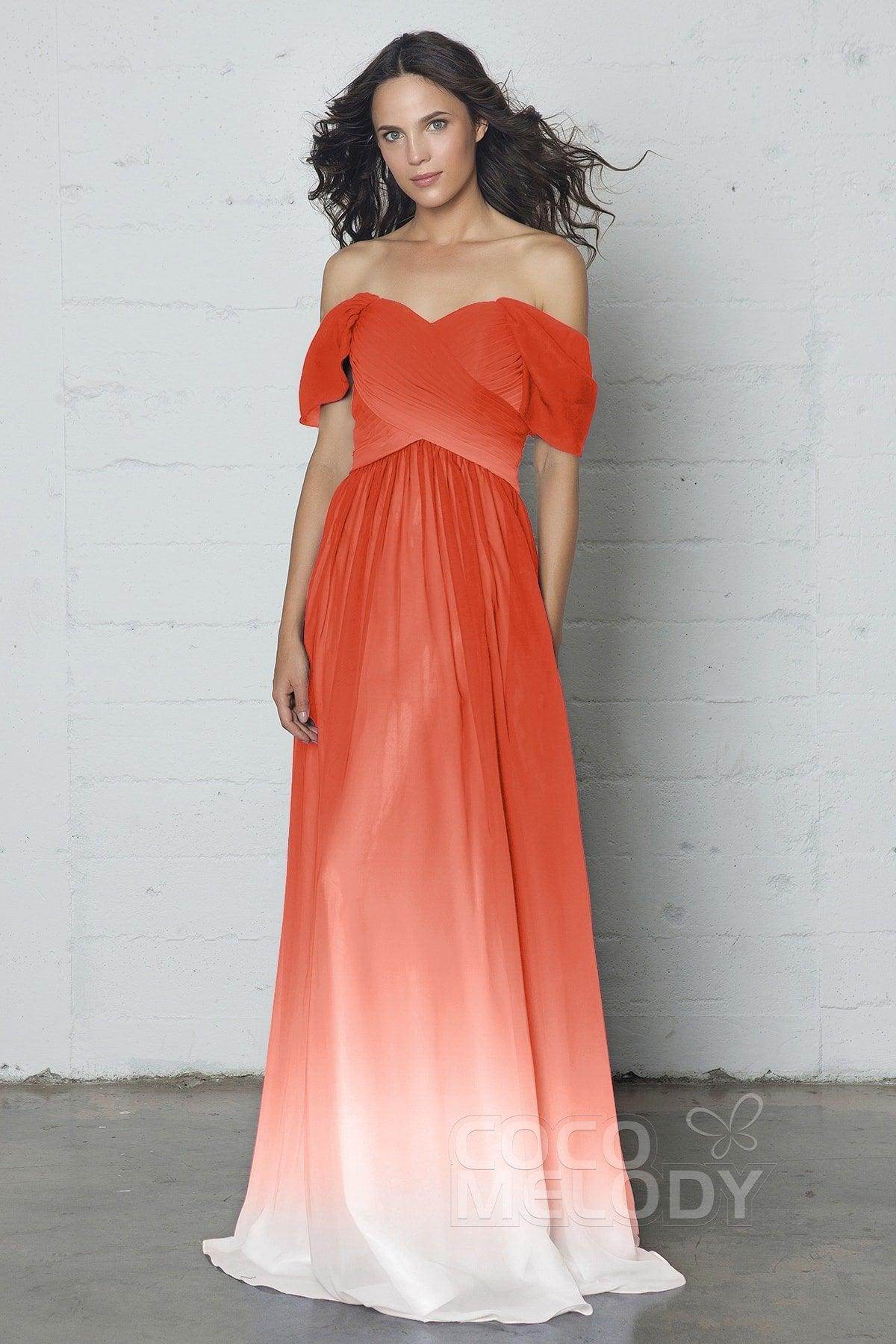 Sheath-Column Floor Length Ombre Chiffon Dress COZF17015 - COCOMELODY