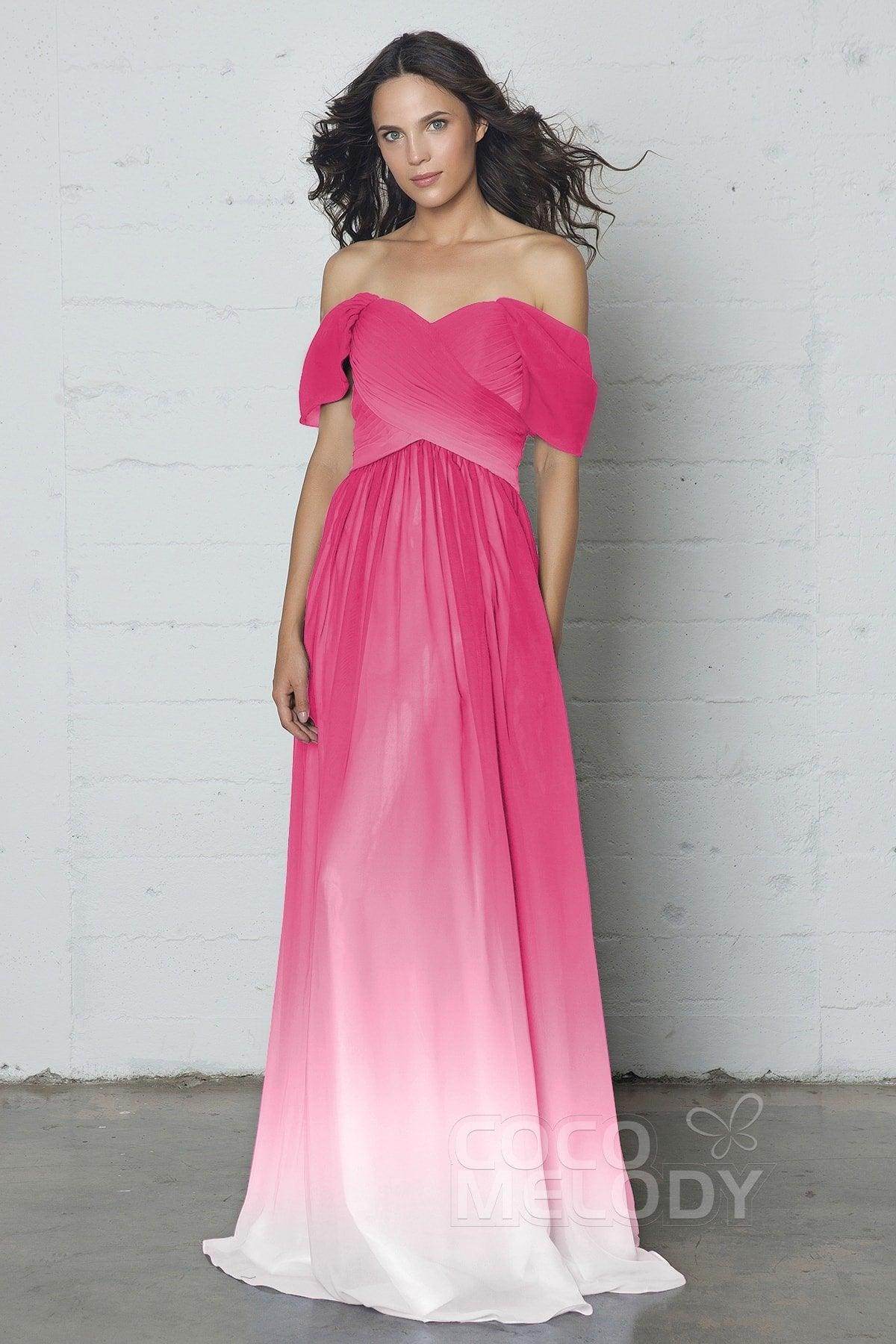 Sheath-Column Floor Length Ombre Chiffon Dress COZF17015 - COCOMELODY