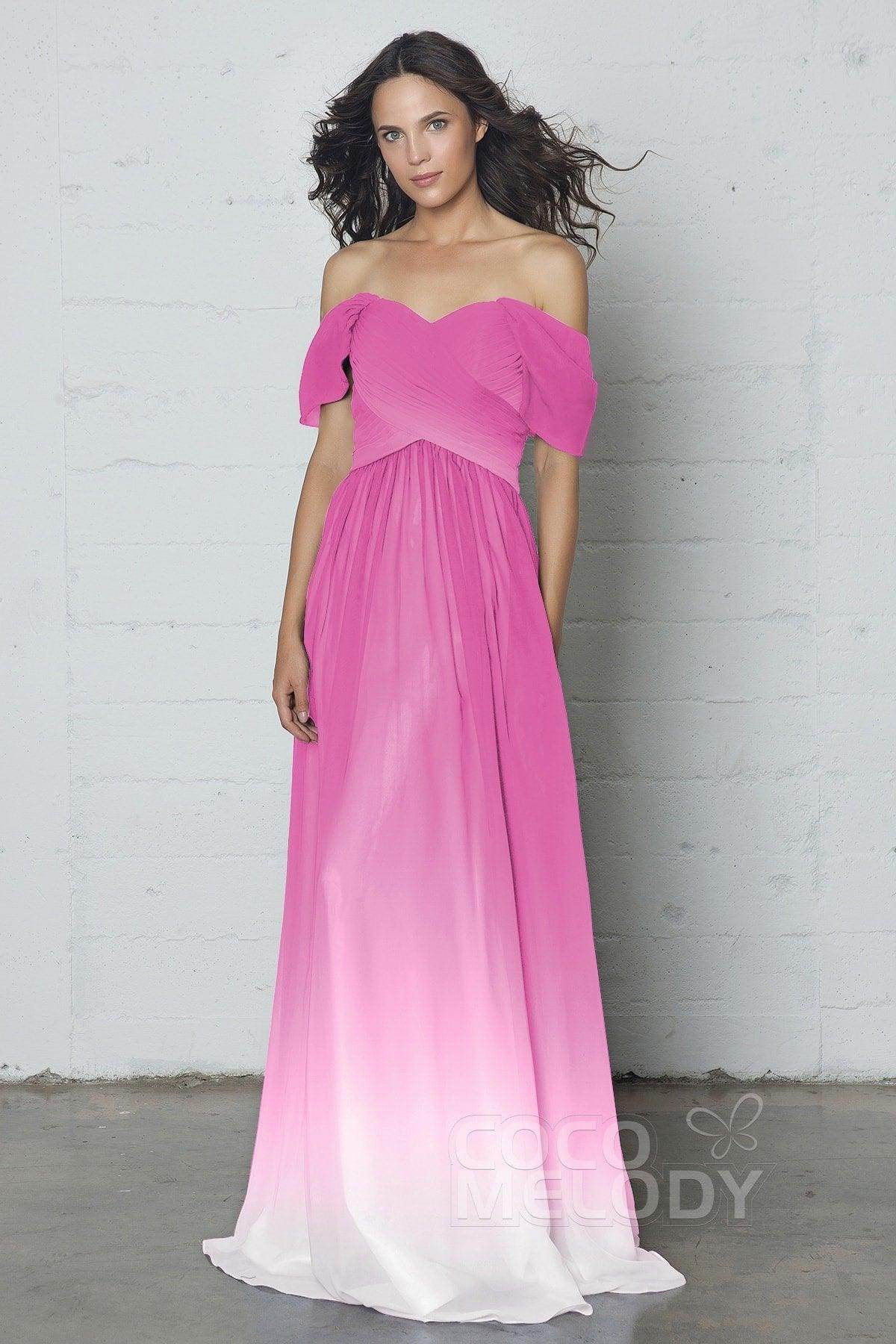 Sheath-Column Floor Length Ombre Chiffon Dress COZF17015 - COCOMELODY