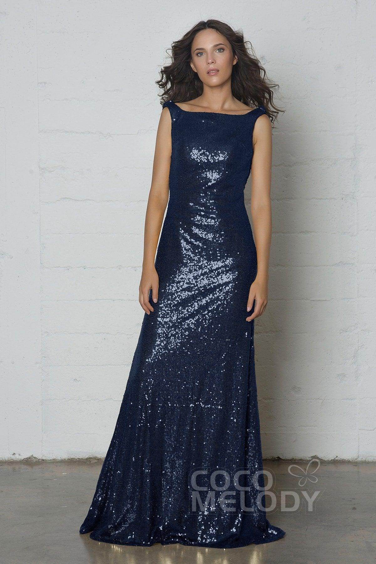 Sheath-Column Floor Length Sequined Dress COZF17020 - COCOMELODY