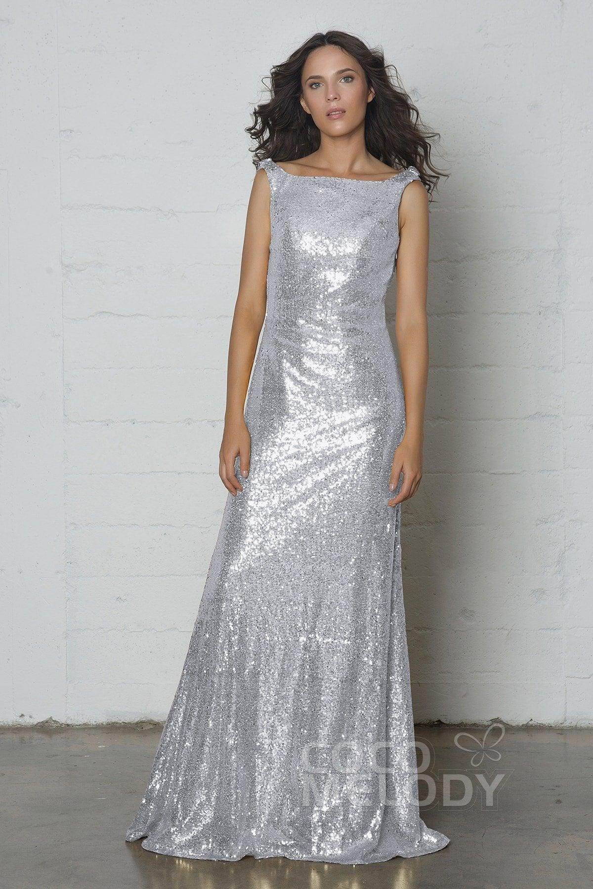 Sheath-Column Floor Length Sequined Dress COZF17020 - COCOMELODY
