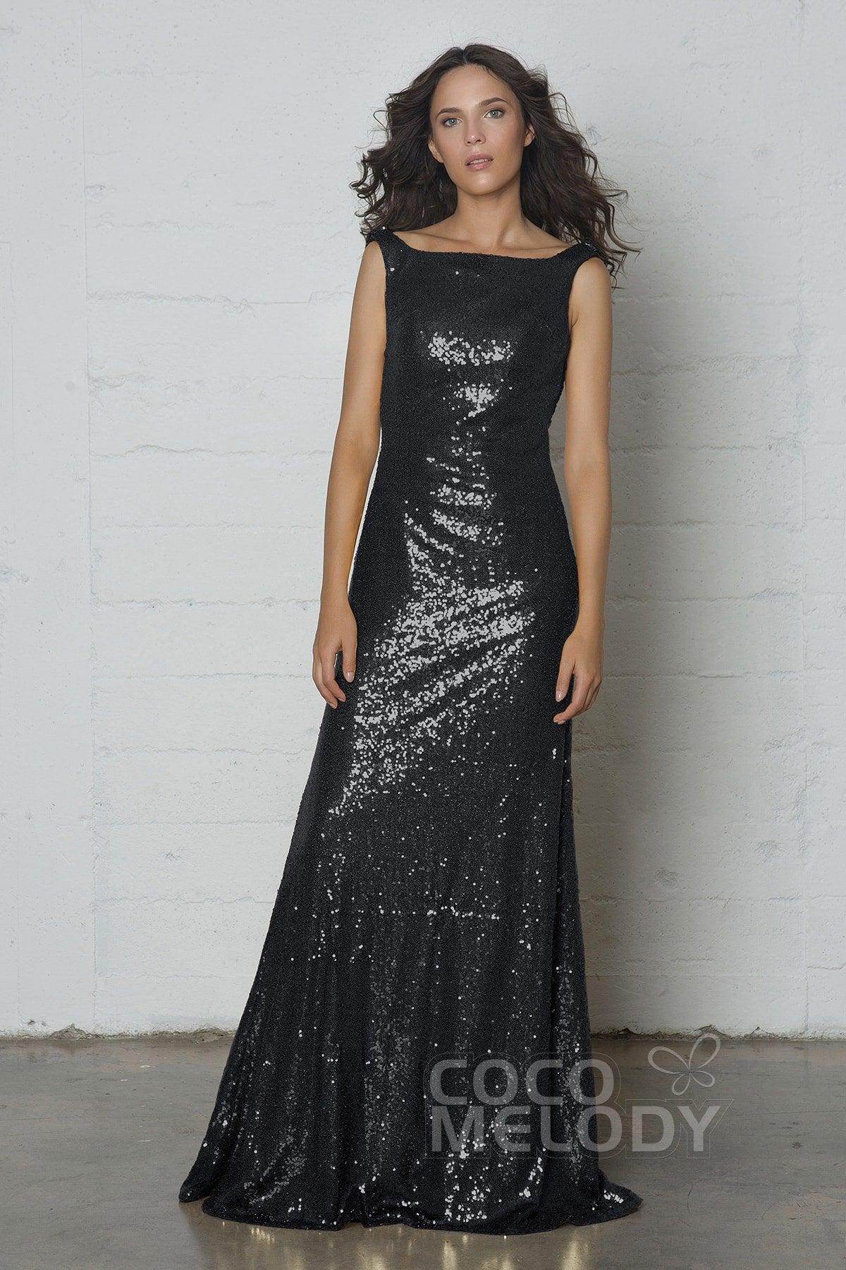 Sheath-Column Floor Length Sequined Dress COZF17020 - COCOMELODY