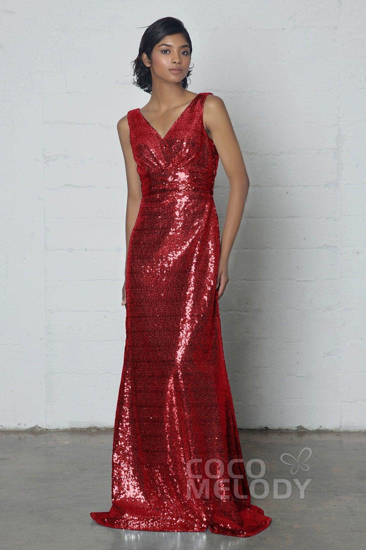 Sheath-Column Floor Length Sequined Dress COZF17021 - COCOMELODY
