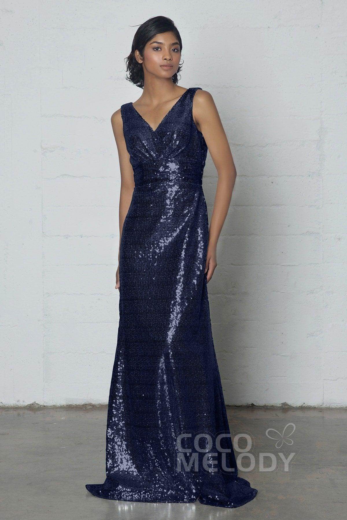 Sheath-Column Floor Length Sequined Dress COZF17021 - COCOMELODY