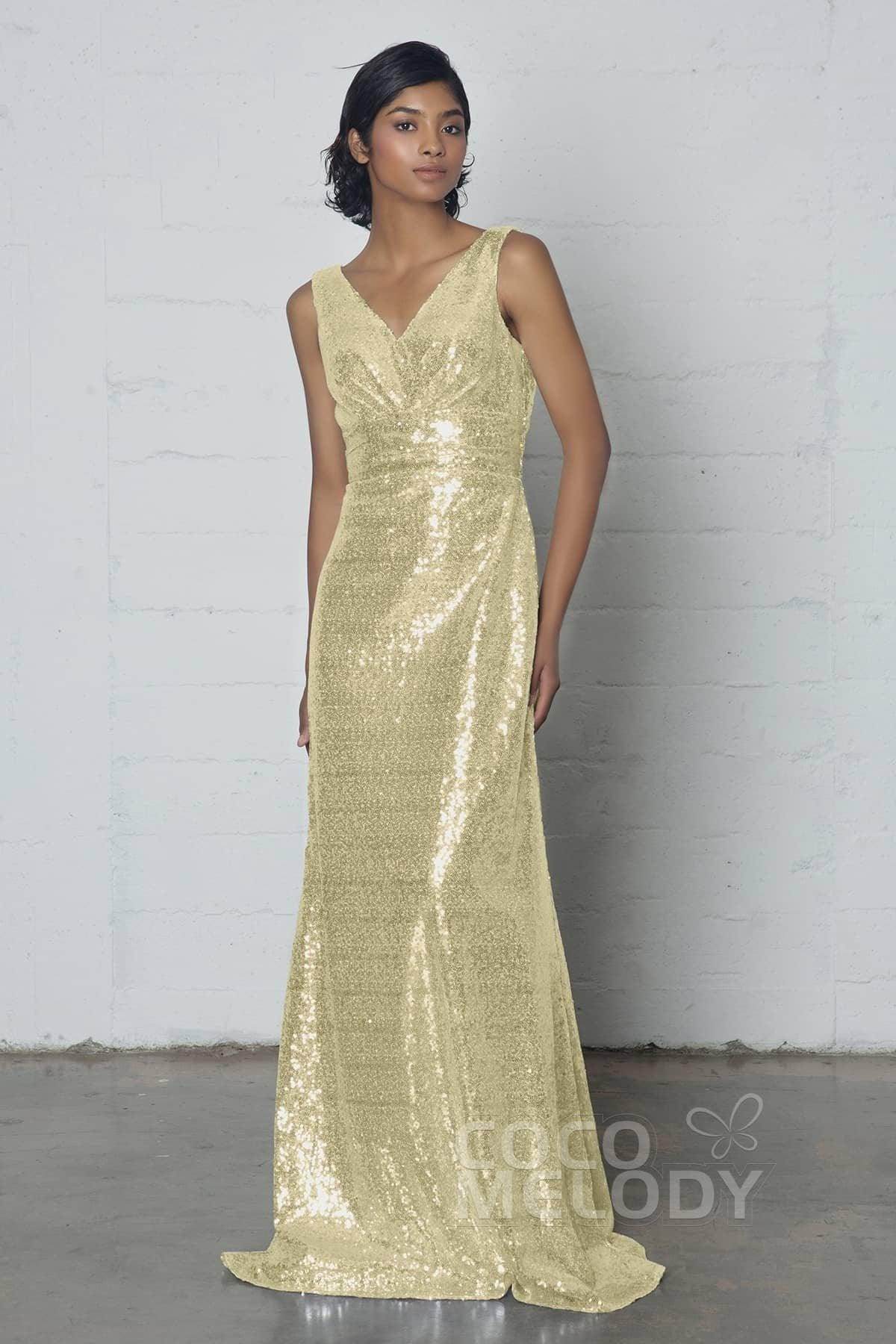 Sheath-Column Floor Length Sequined Dress COZF17021 - COCOMELODY
