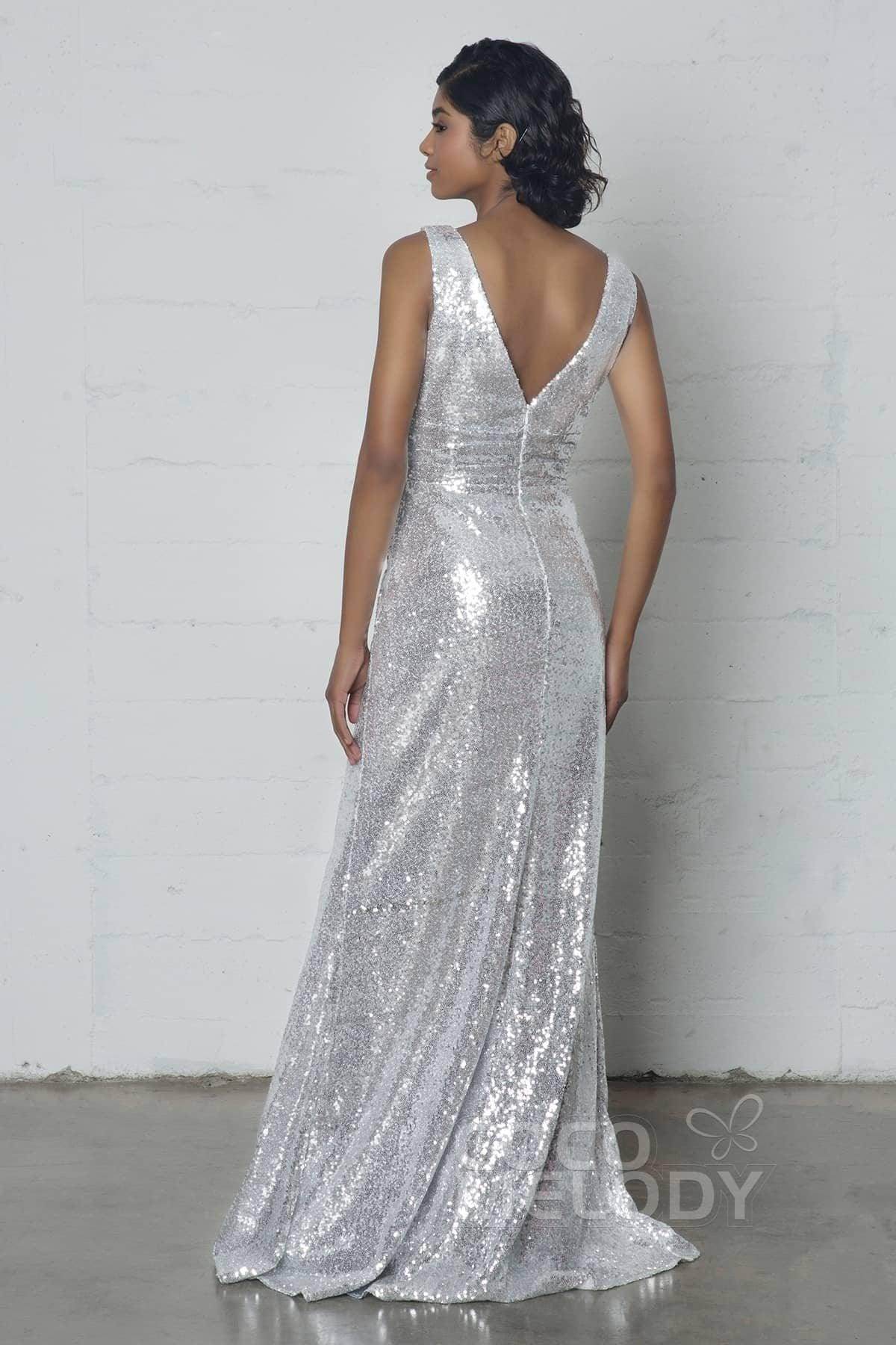 Sheath-Column Floor Length Sequined Dress COZF17021 - COCOMELODY
