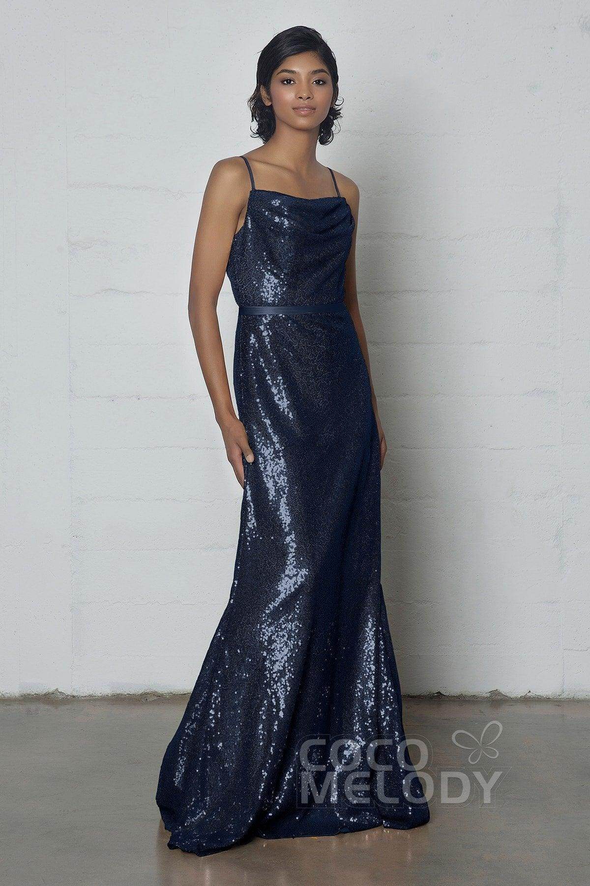 Sheath-Column Floor Length Sequined Dress COZF17023 - COCOMELODY