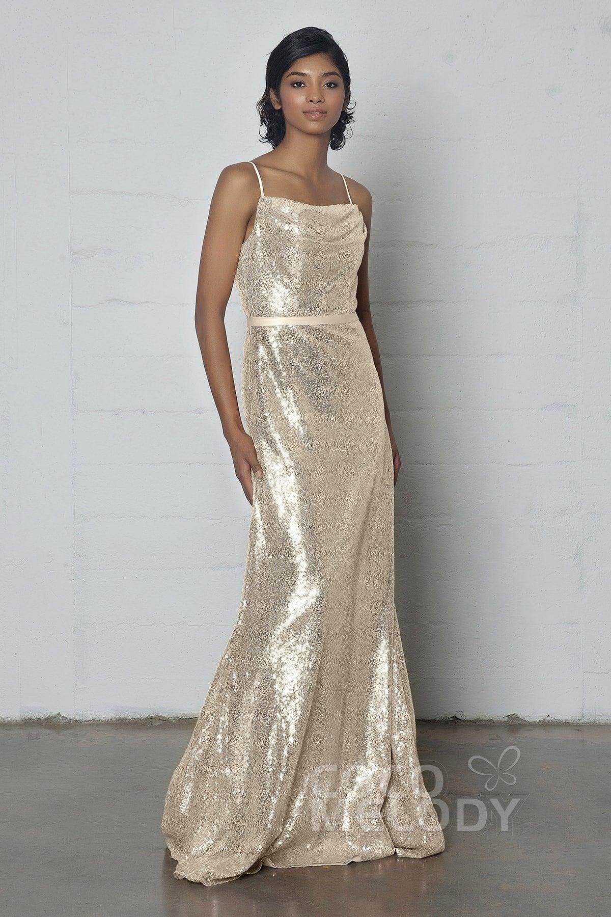 Sheath-Column Floor Length Sequined Dress COZF17023 - COCOMELODY