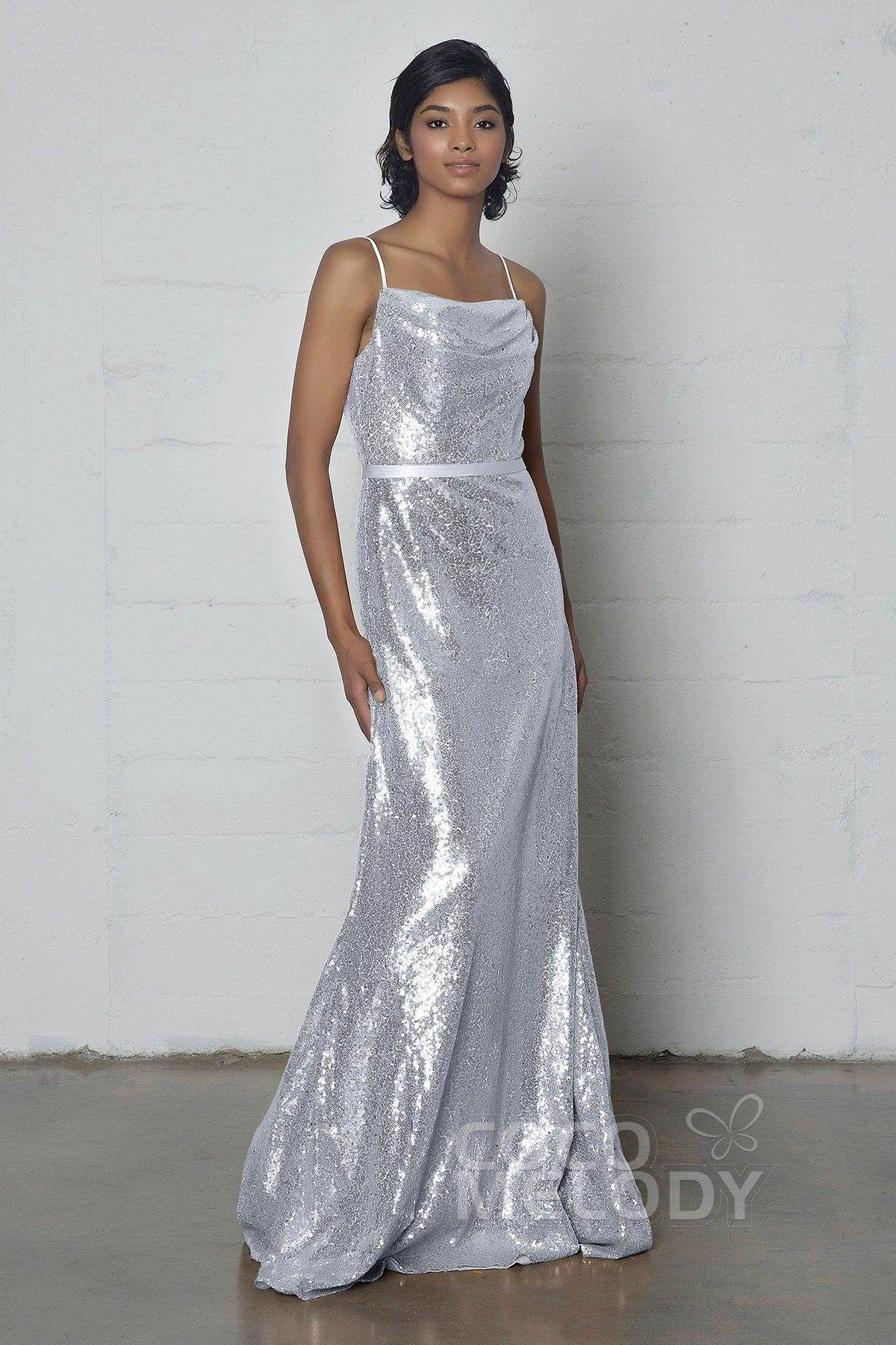 Sheath-Column Floor Length Sequined Dress COZF17023 - COCOMELODY