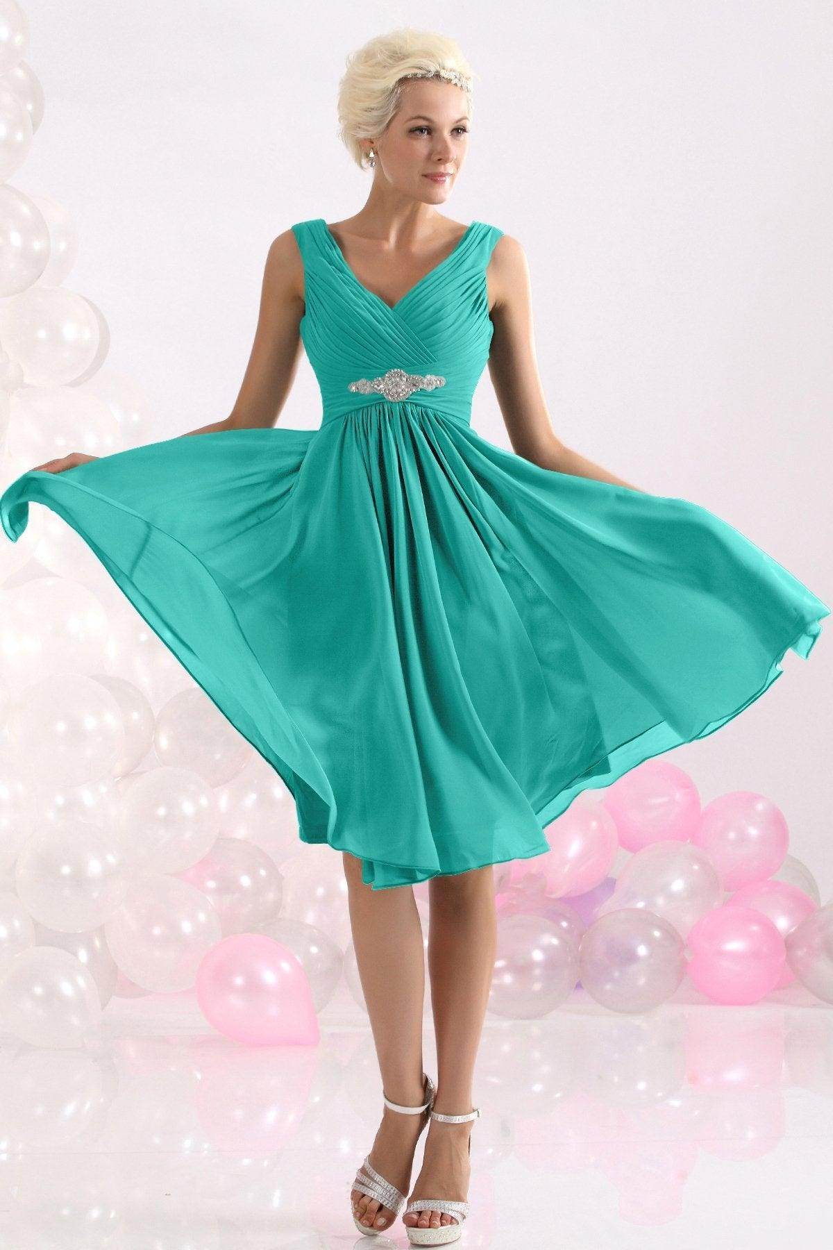 A-Line Knee Length Chiffon Bridesmaids Dress COZK1302A - COCOMELODY