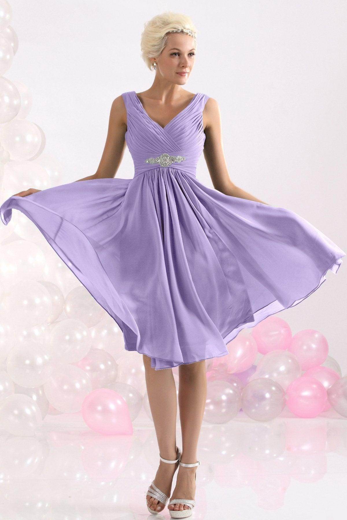 A-Line Knee Length Chiffon Bridesmaids Dress COZK1302A - COCOMELODY