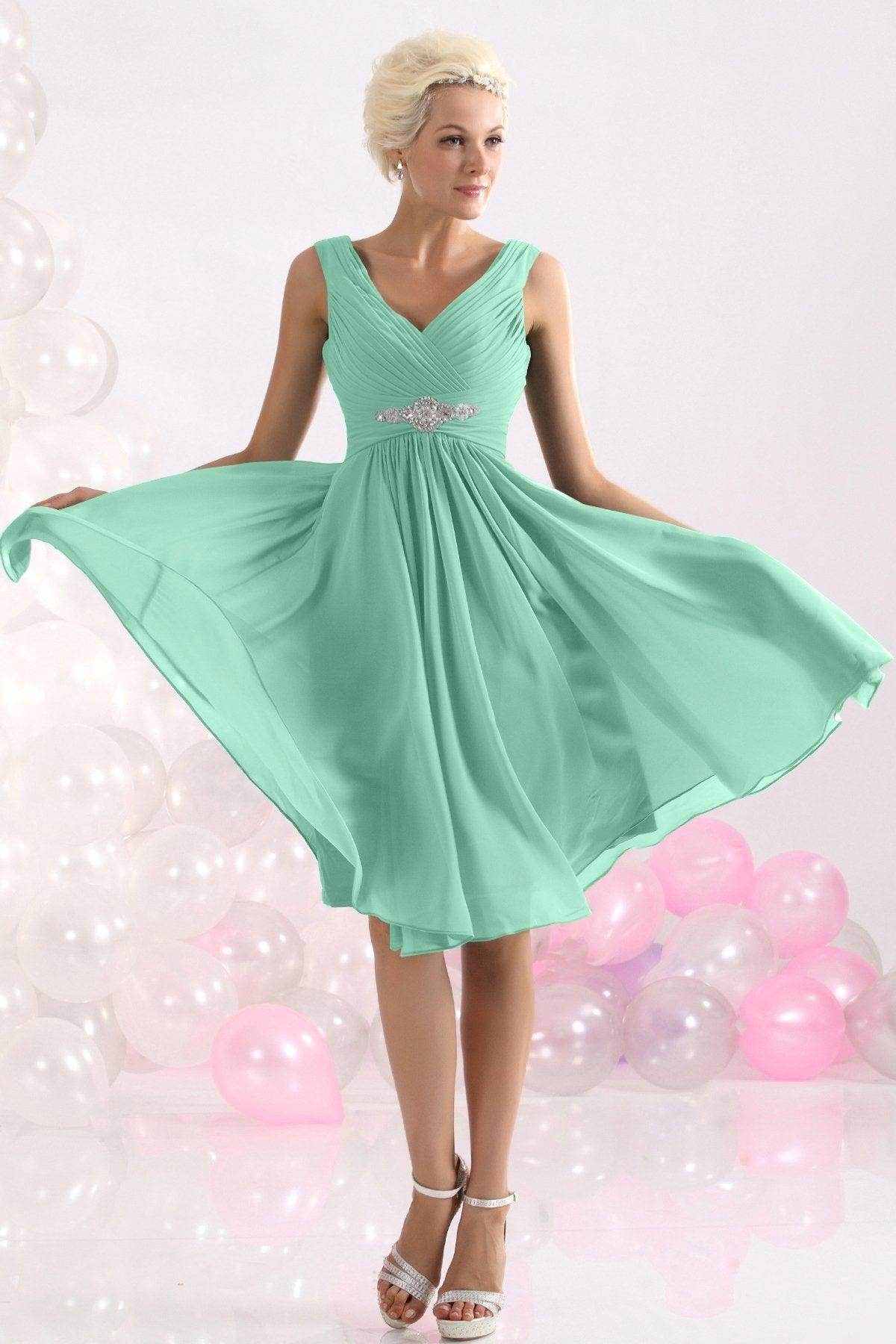 A-Line Knee Length Chiffon Bridesmaids Dress COZK1302A - COCOMELODY