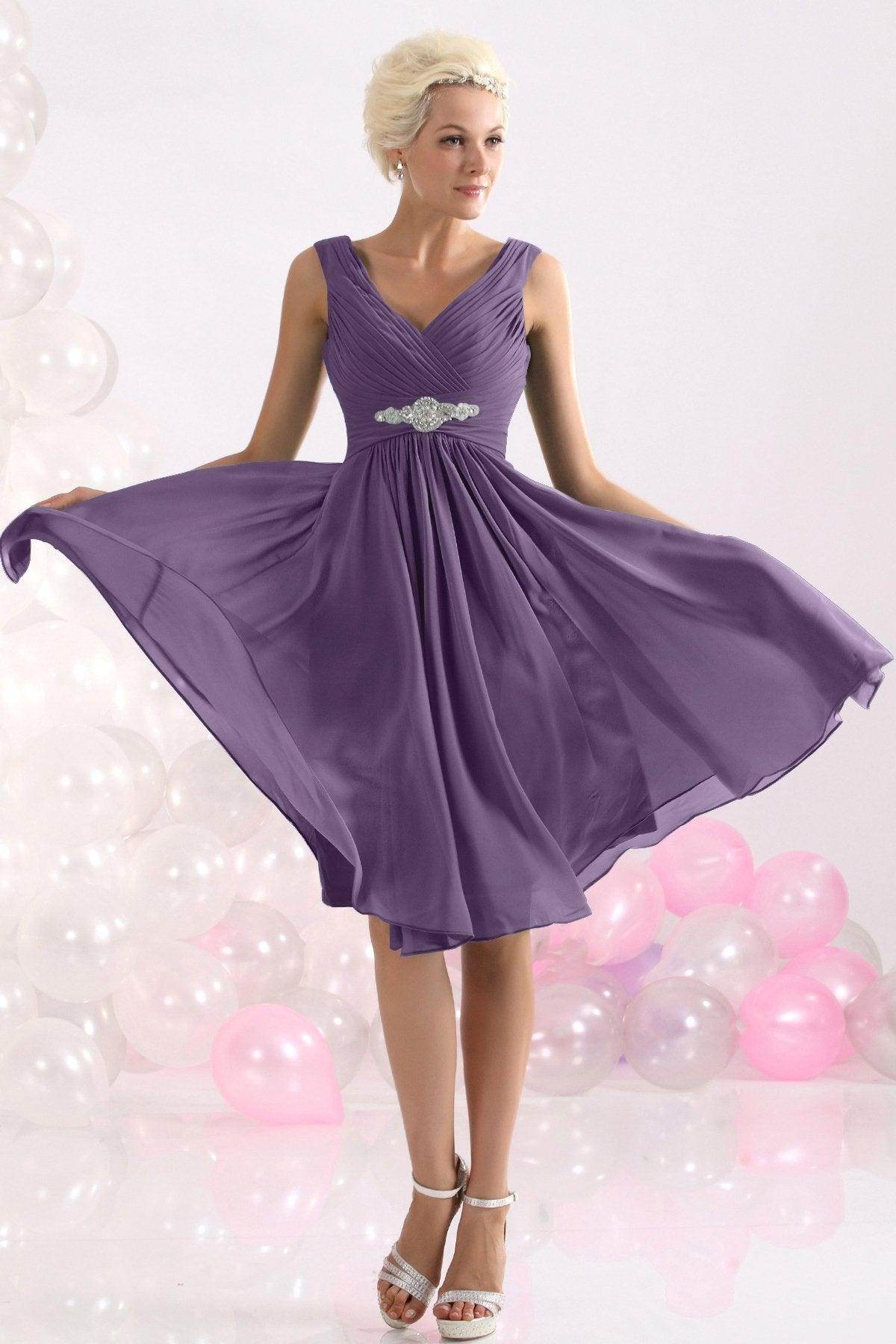 A-Line Knee Length Chiffon Bridesmaids Dress COZK1302A - COCOMELODY
