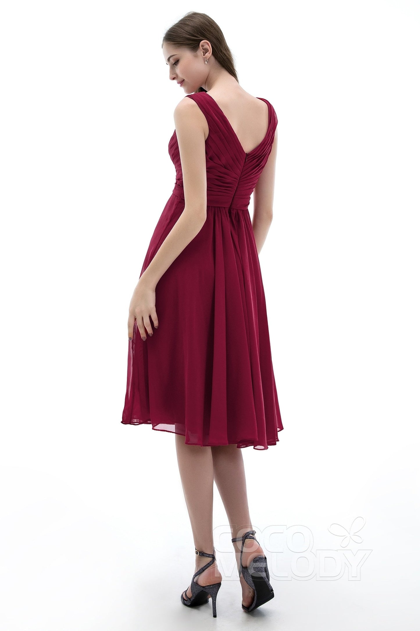 A-Line Knee Length Chiffon Bridesmaids Dress COZK1302A