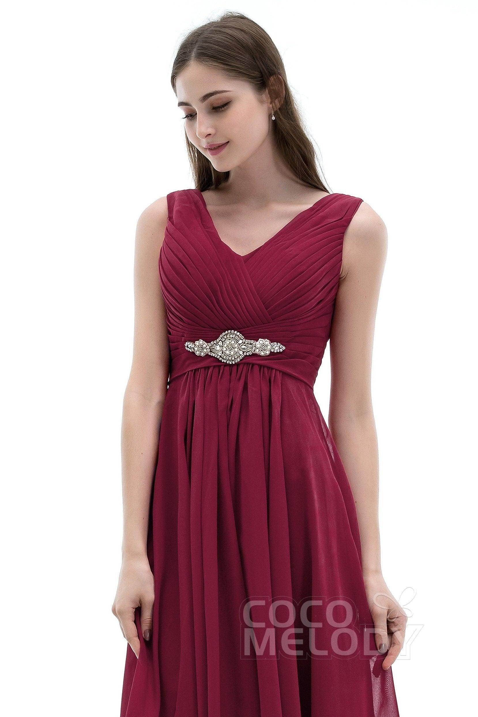 A-Line Knee Length Chiffon Bridesmaids Dress COZK1302A - COCOMELODY