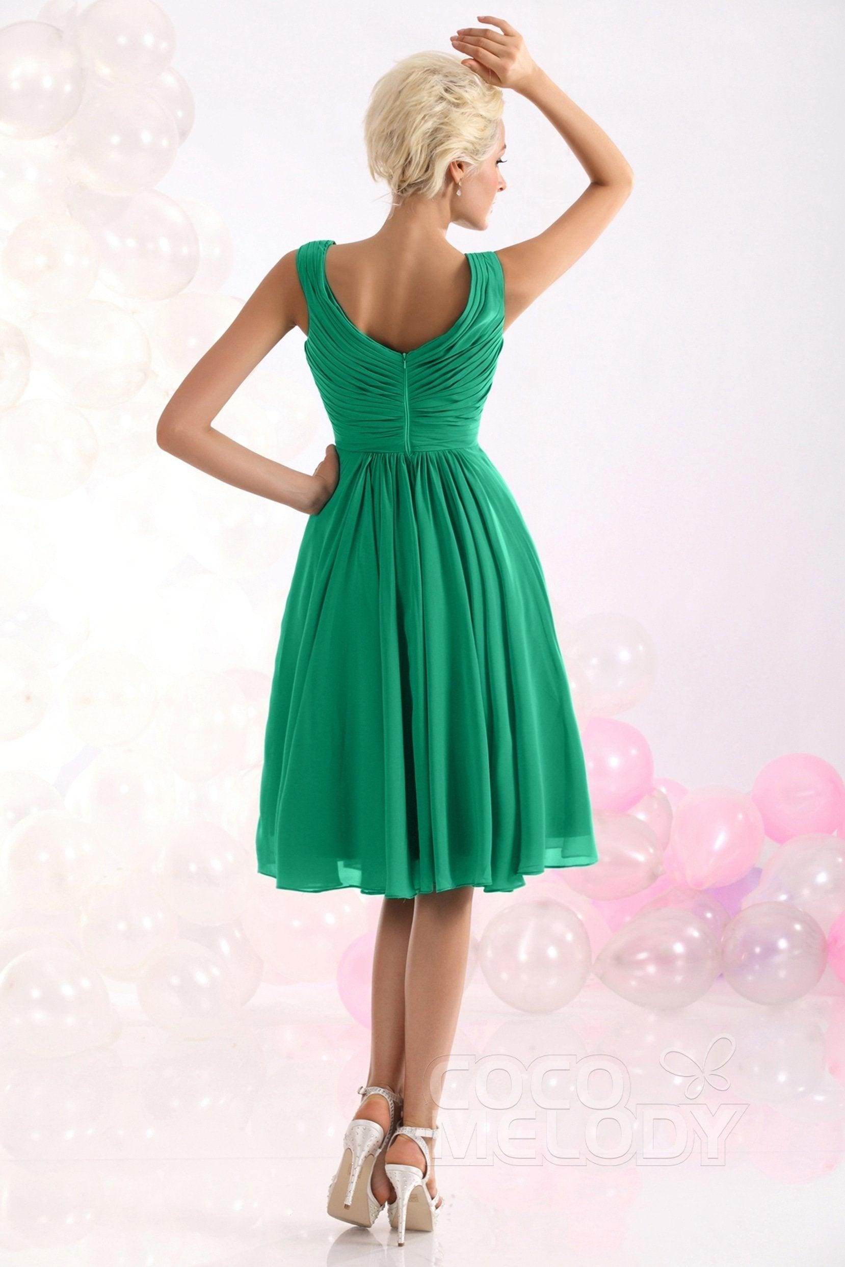 A-Line Knee Length Chiffon Bridesmaids Dress COZK1302A - COCOMELODY