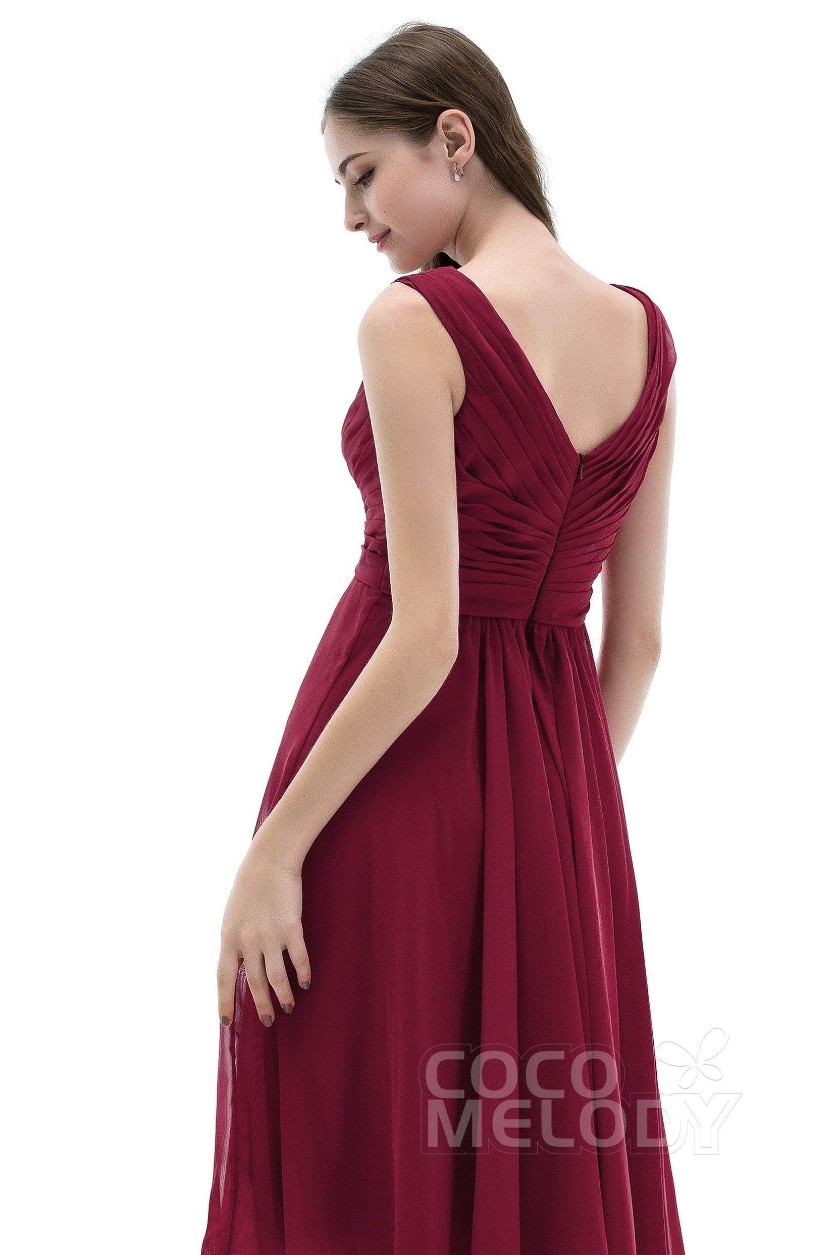 A-Line Knee Length Chiffon Bridesmaids Dress COZK1302A - COCOMELODY