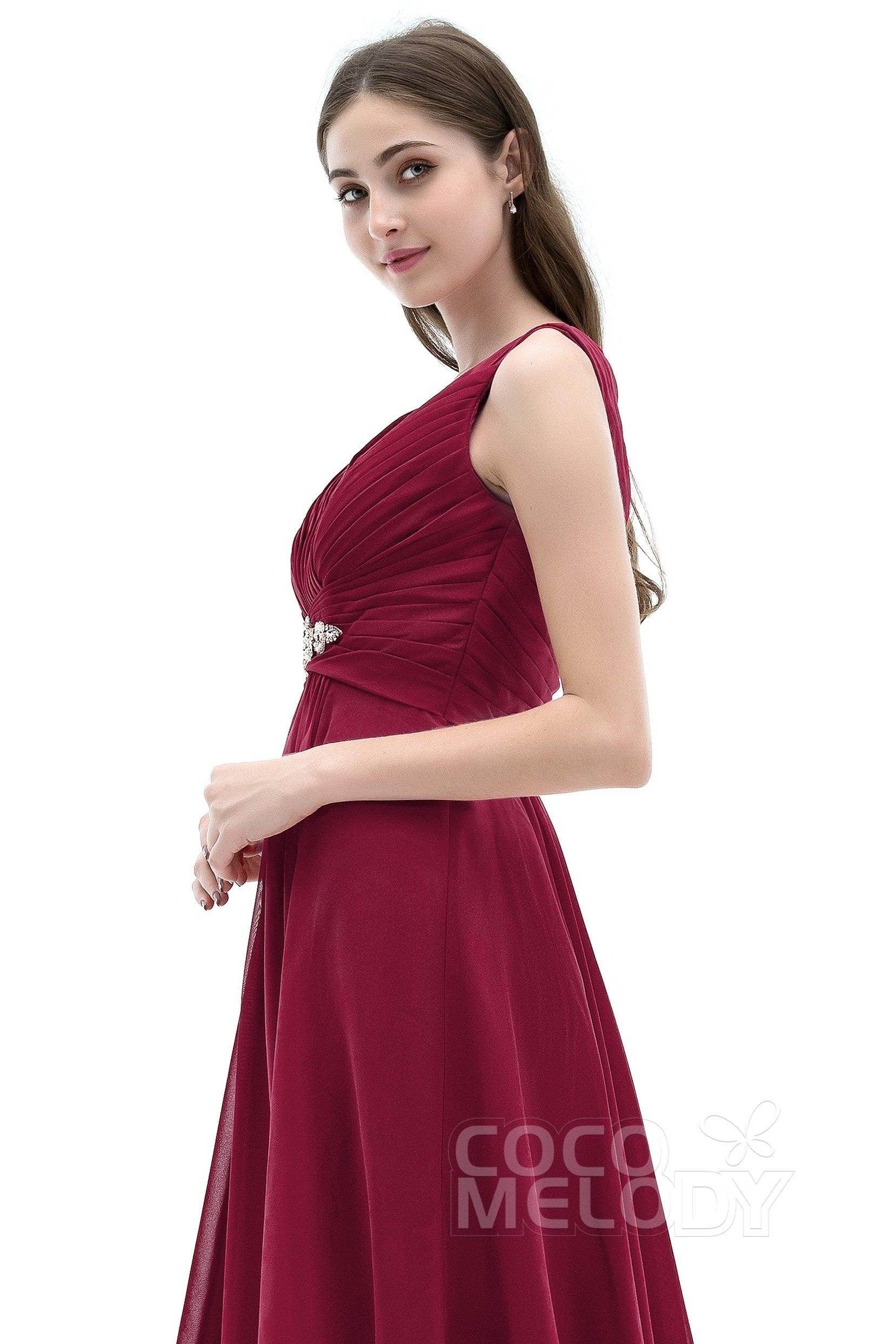 A-Line Knee Length Chiffon Bridesmaids Dress COZK1302A - COCOMELODY